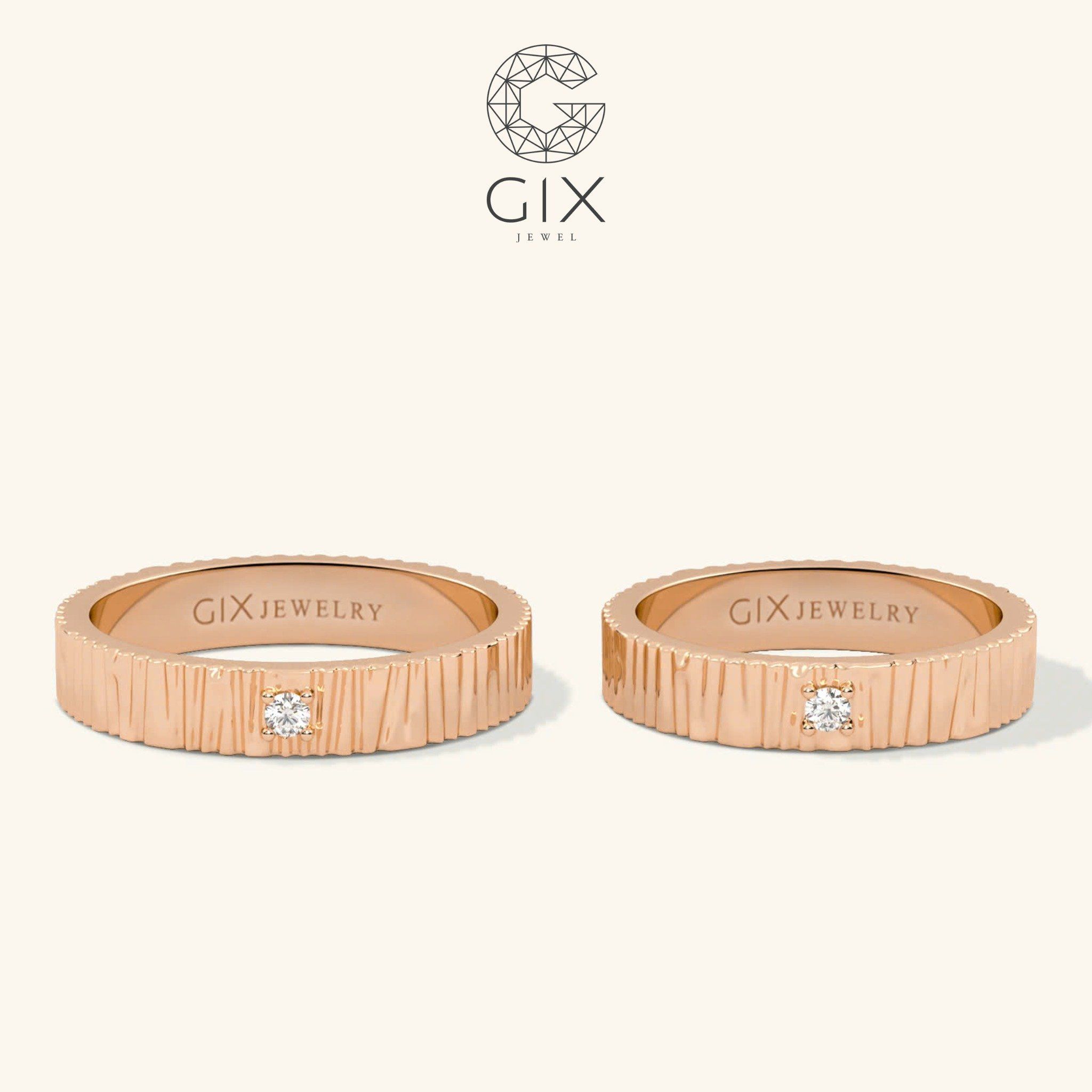 Nhẫn cặp đẹp bản vuông đính đá khắc chữ Gixjewel - GCR25050109