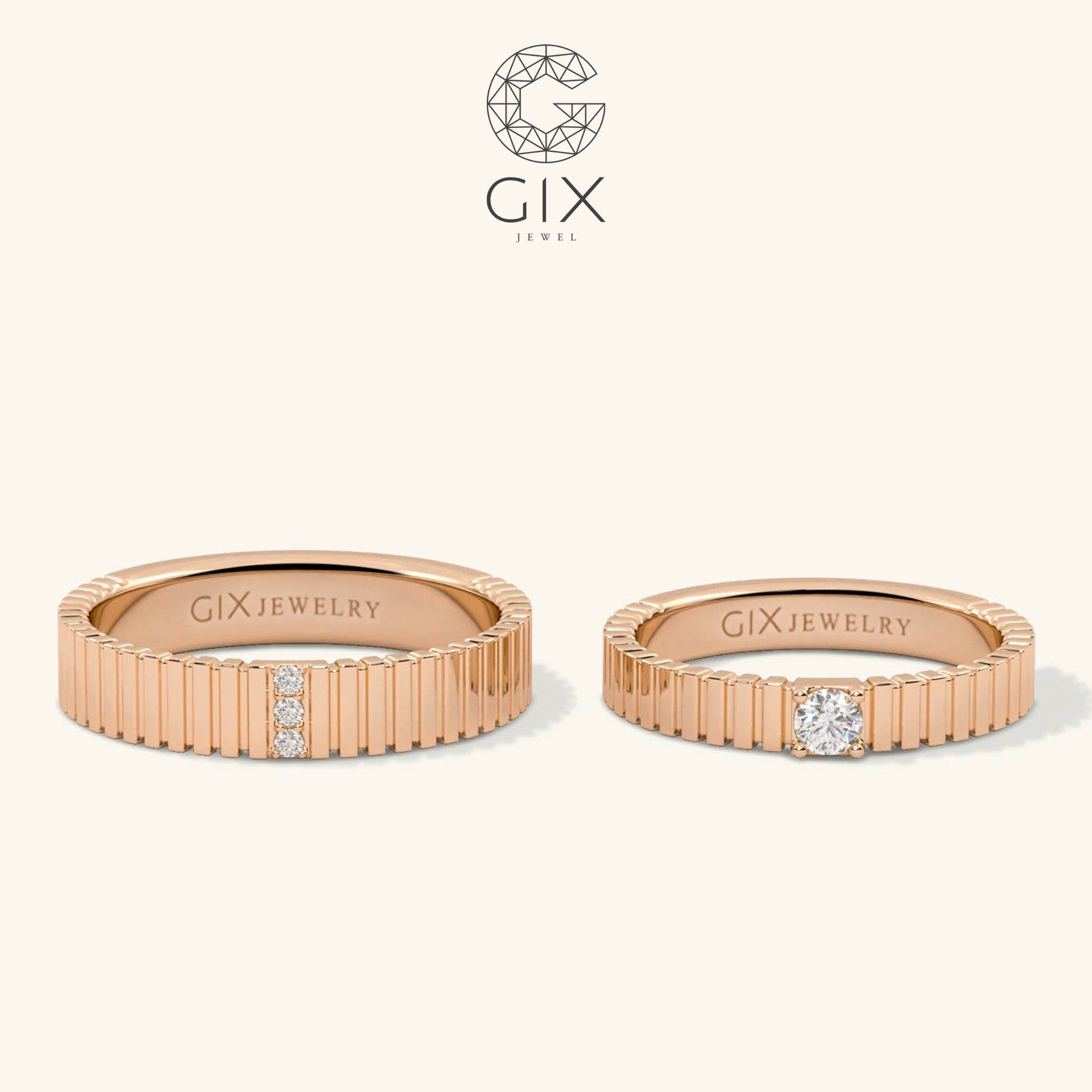 Nhẫn Cưới Vàng 610 Kim Cương Đẹp Gix Jewel - GCR25050115