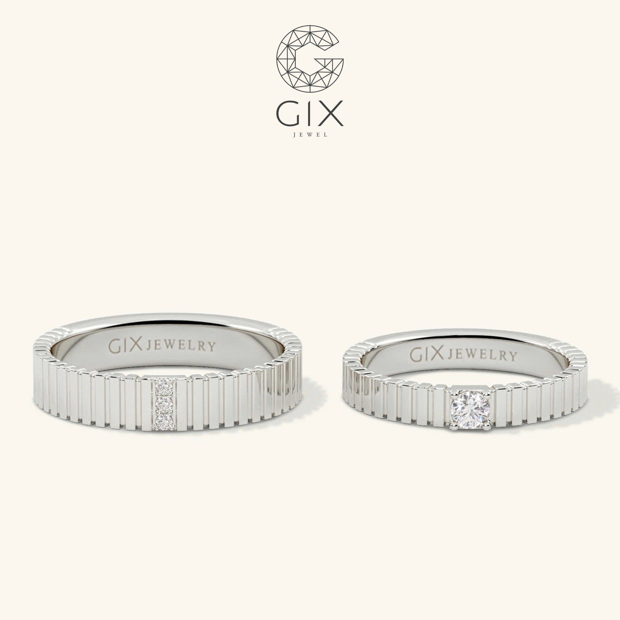 Nhẫn Cưới Vàng 610 Kim Cương Đẹp Gix Jewel - GCR25050115