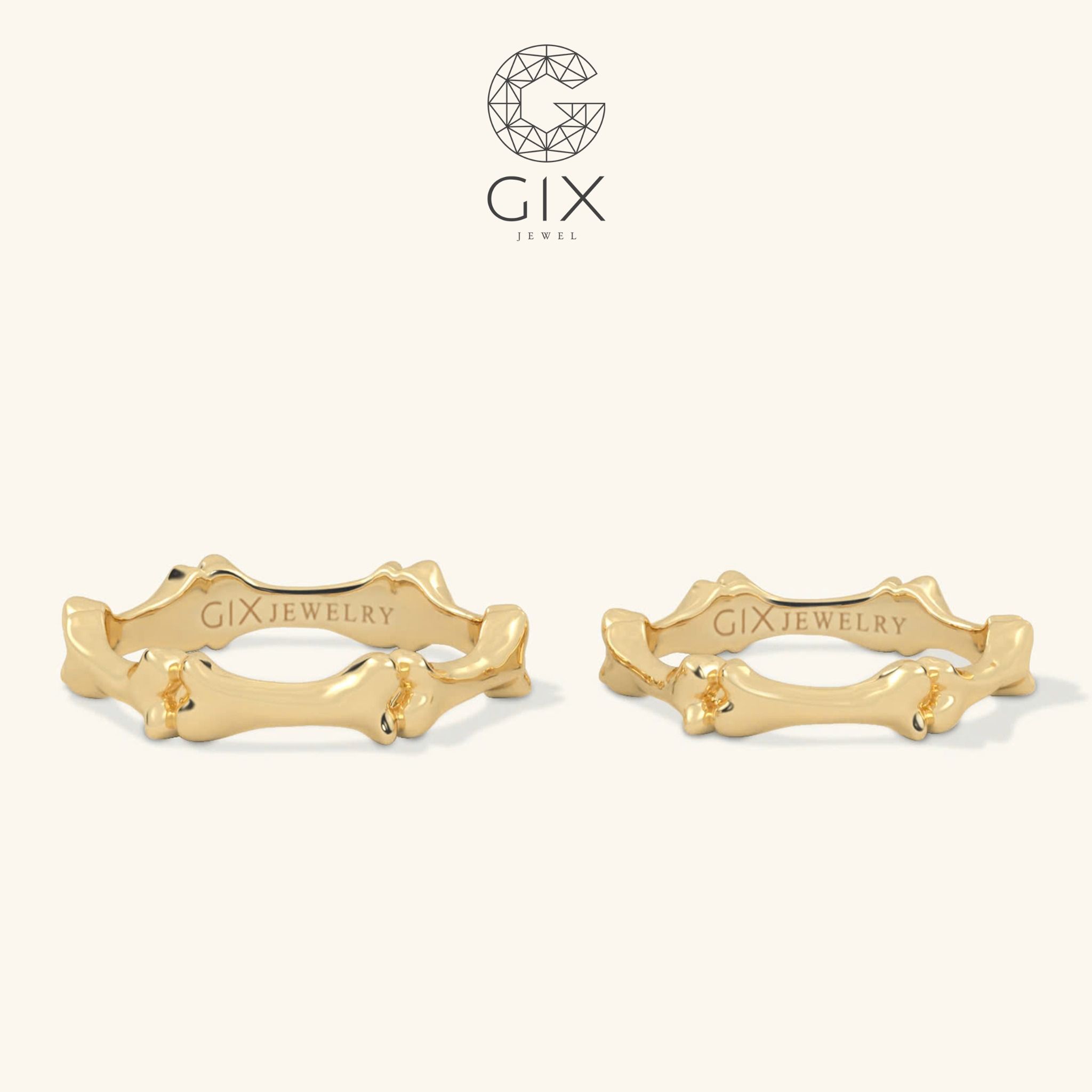 Nhẫn cưới đôi vàng 18k thiết kế độc đáo hoa văn dễ thương Gix Jewel