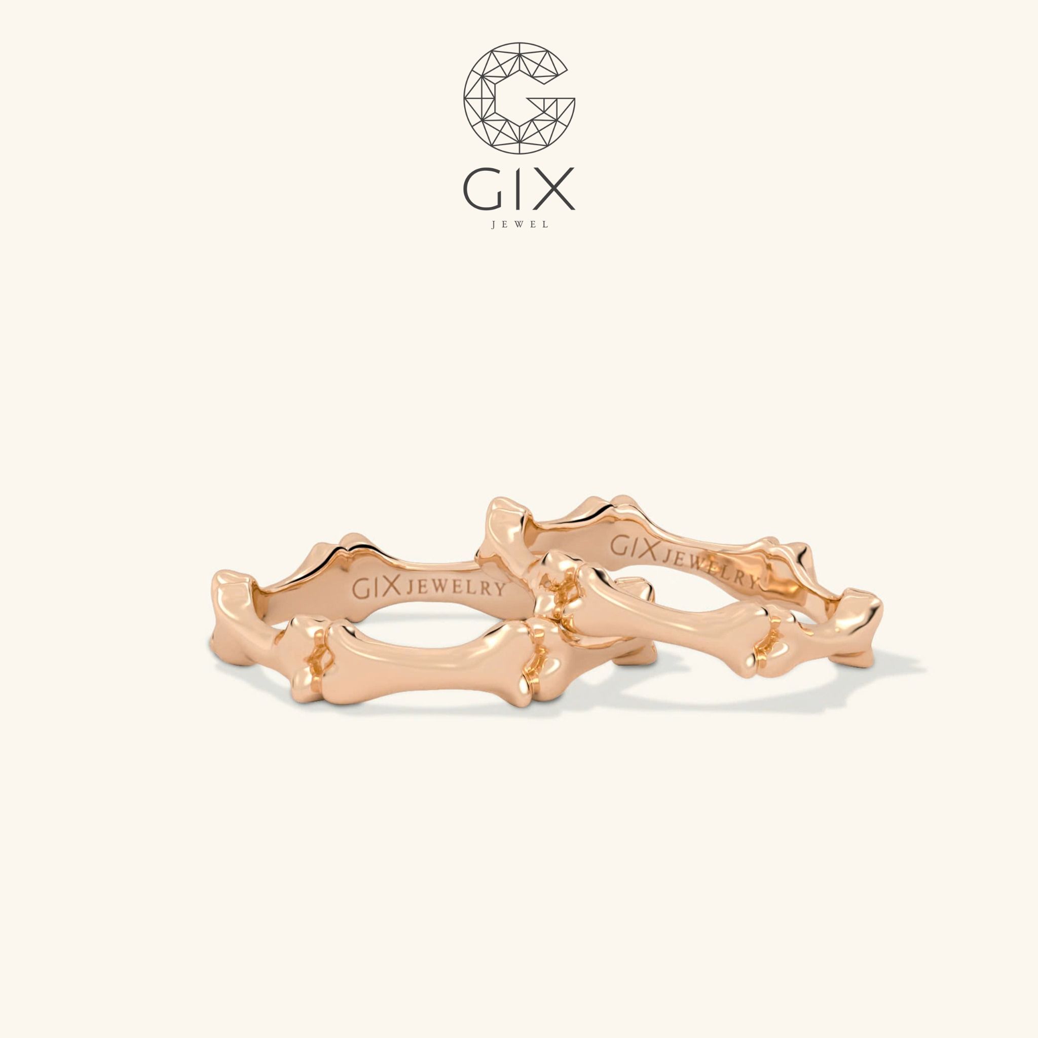 Nhẫn cưới đôi vàng 18k thiết kế độc đáo hoa văn dễ thương Gix Jewel