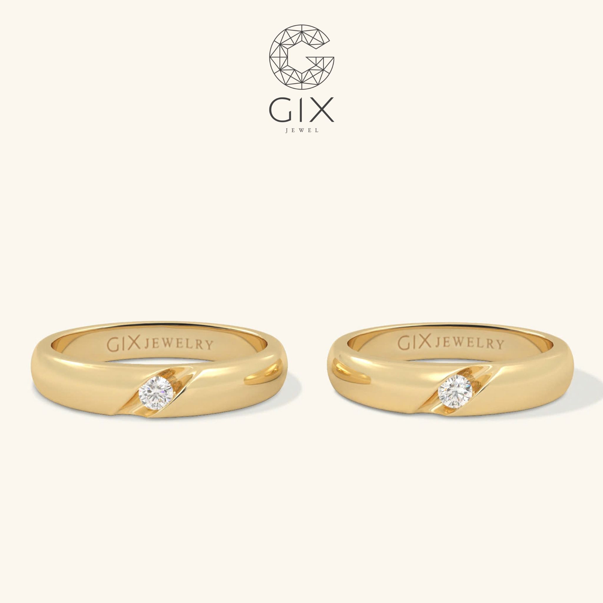 Nhẫn Cặp Đẹp Đính Đá Khắc Chữ Gix Jewel - GCR25050052