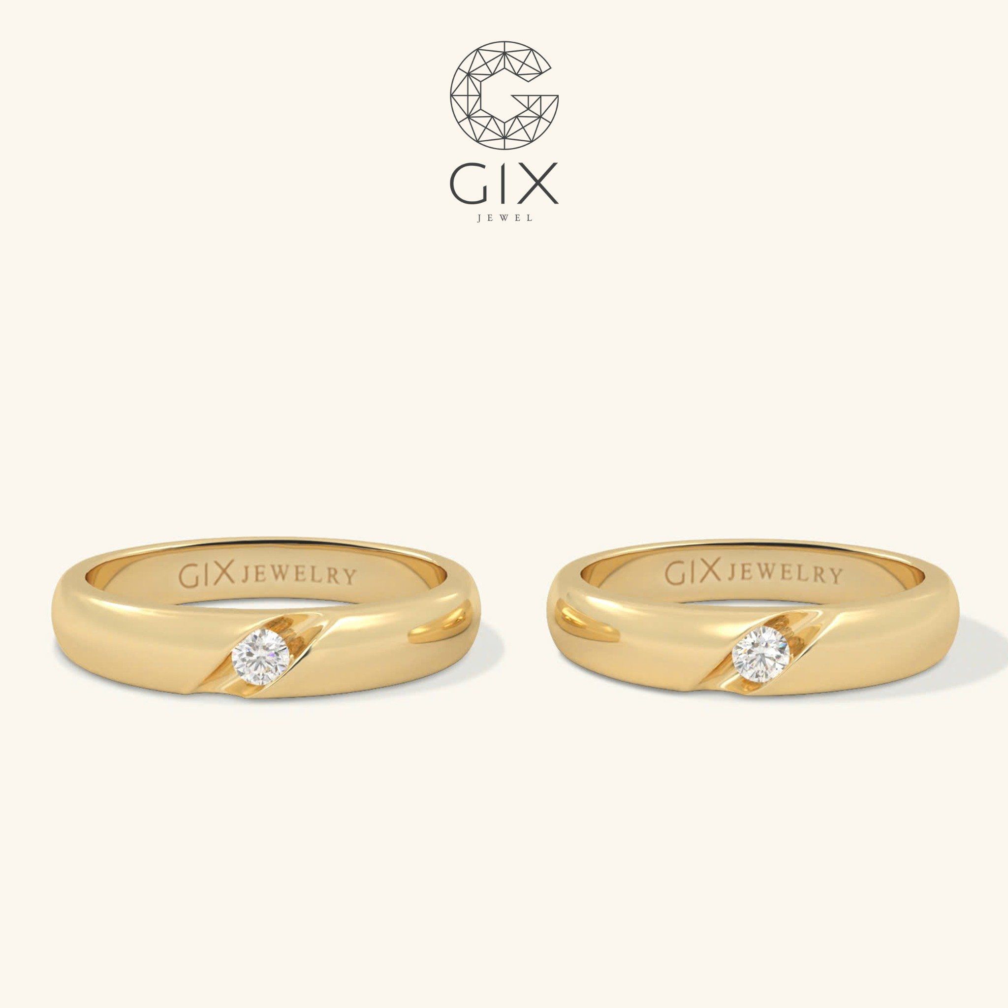 Nhẫn cưới đẹp vàng 14k đính kim cương Gixjewel - GCR25050052
