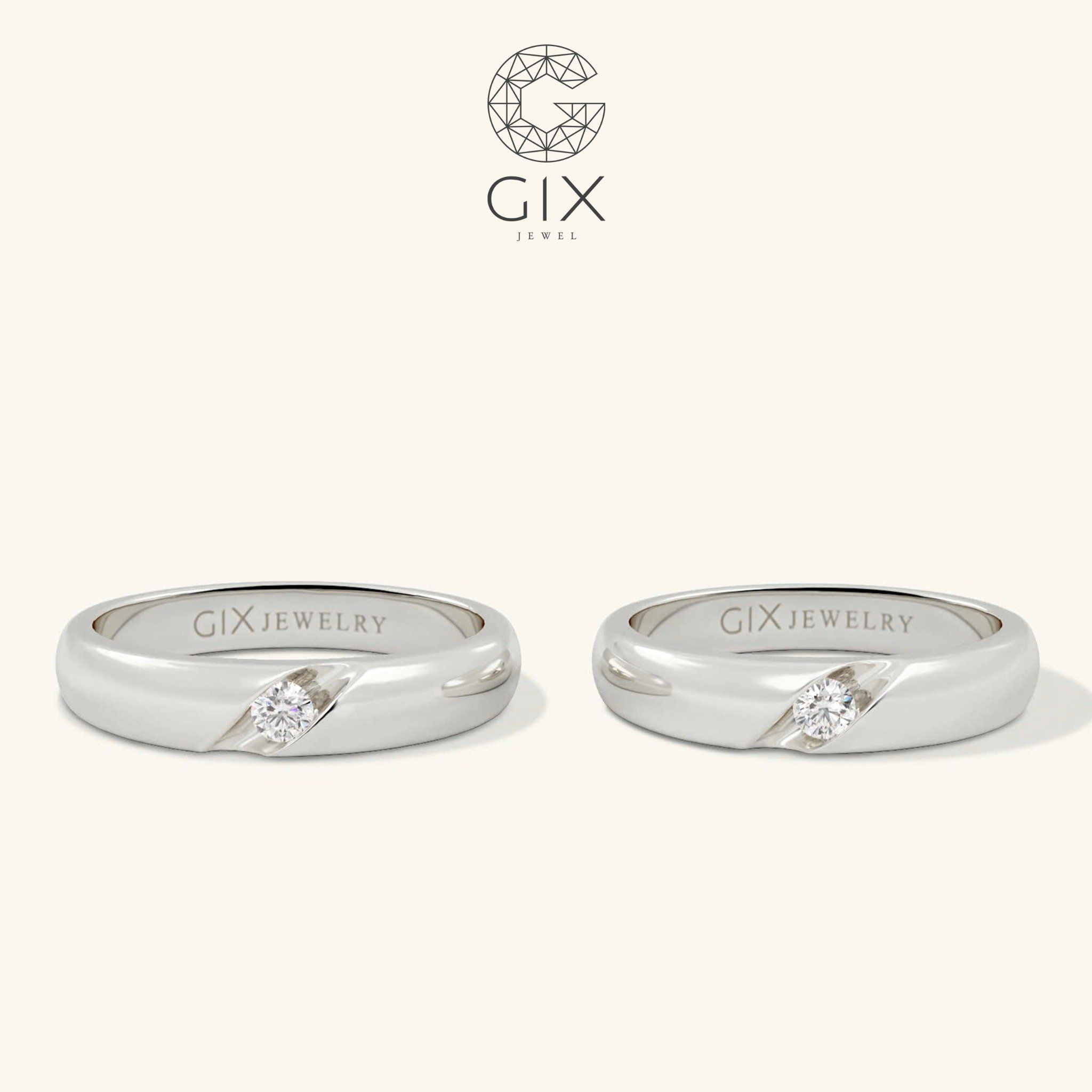 Nhẫn cưới đẹp vàng 10k đính kim cương Gixjewel - GCR25050052