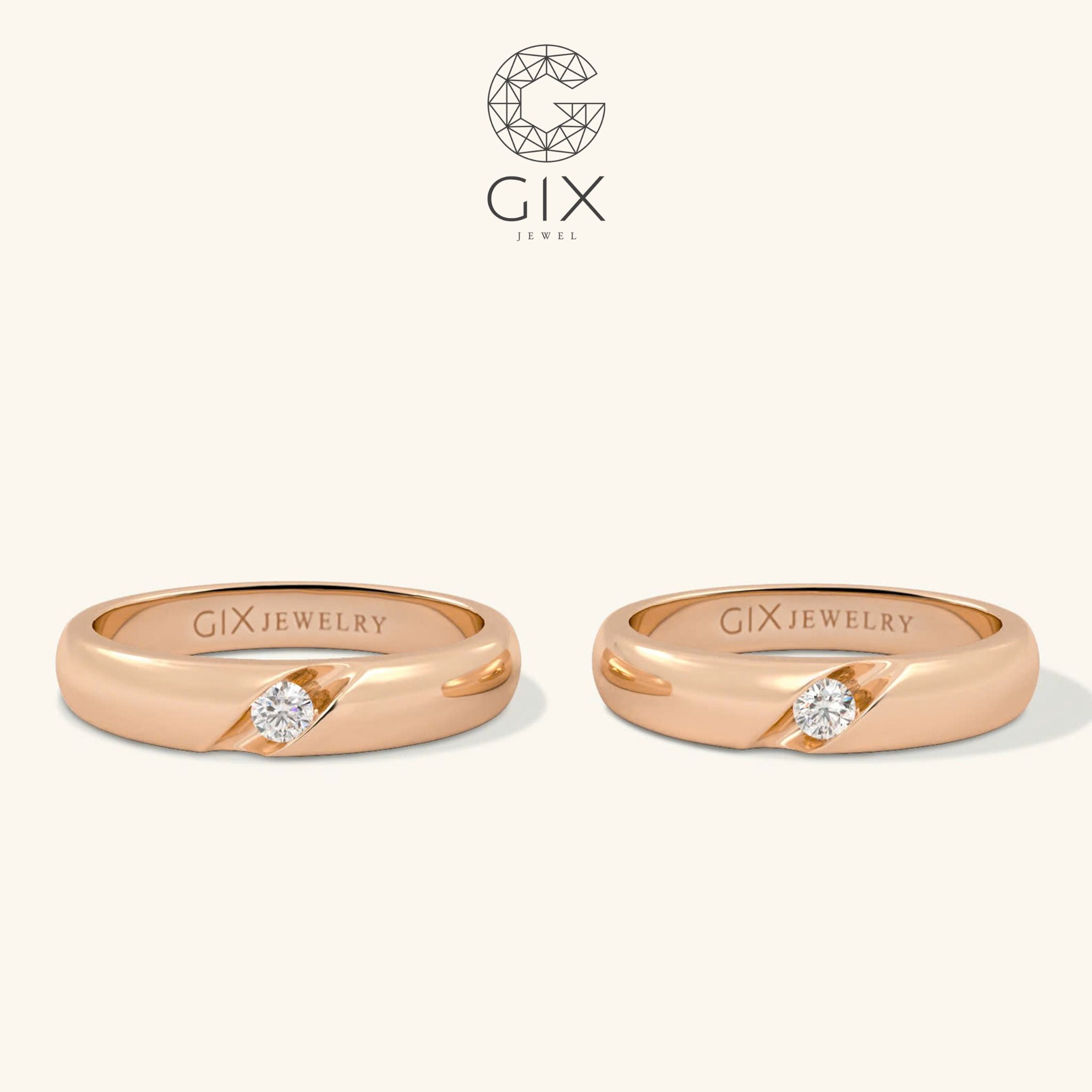 Nhẫn Cặp Đẹp Đính Đá Khắc Chữ Gix Jewel - GCR25050052