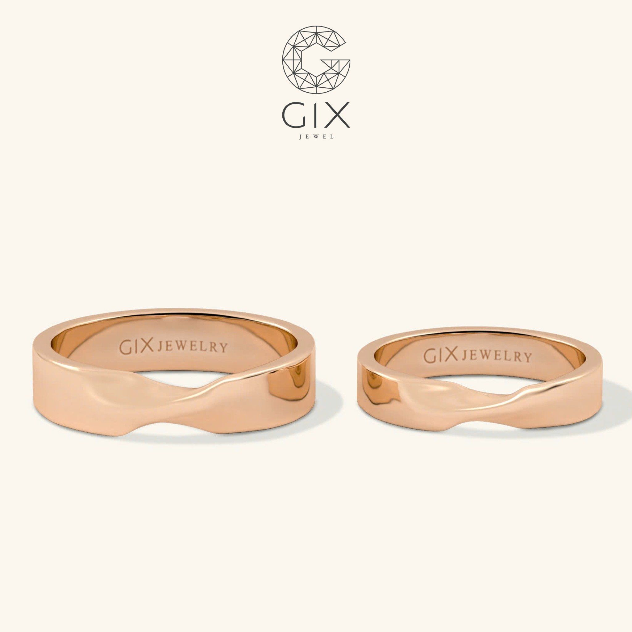 Nhẫn cưới vàng 14k vô cực đẹp khắc chữ Gix Jewel - GCR25050109