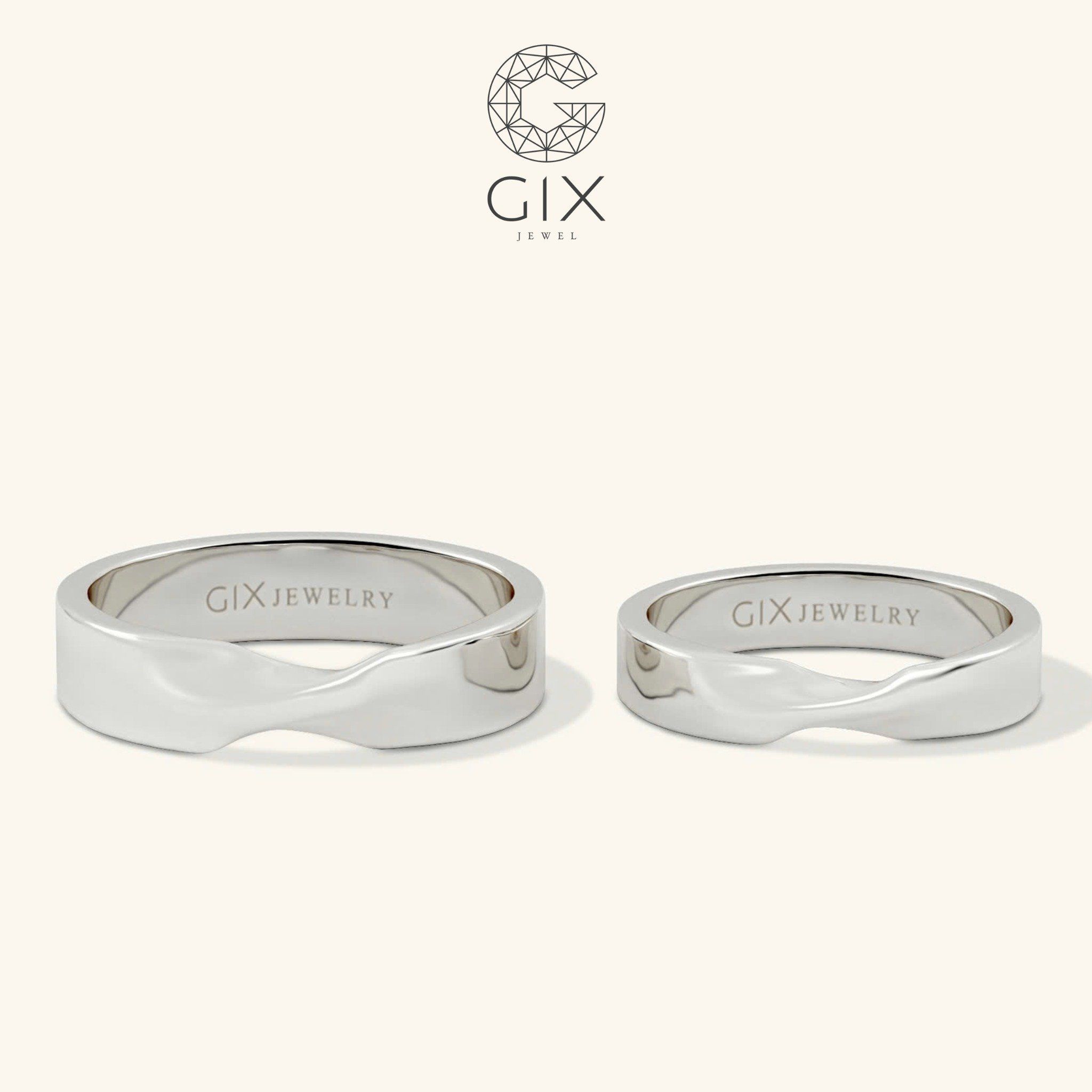 Nhẫn cưới vàng 18k vô cực đẹp khắc chữ Gix Jewel - GCR25050109