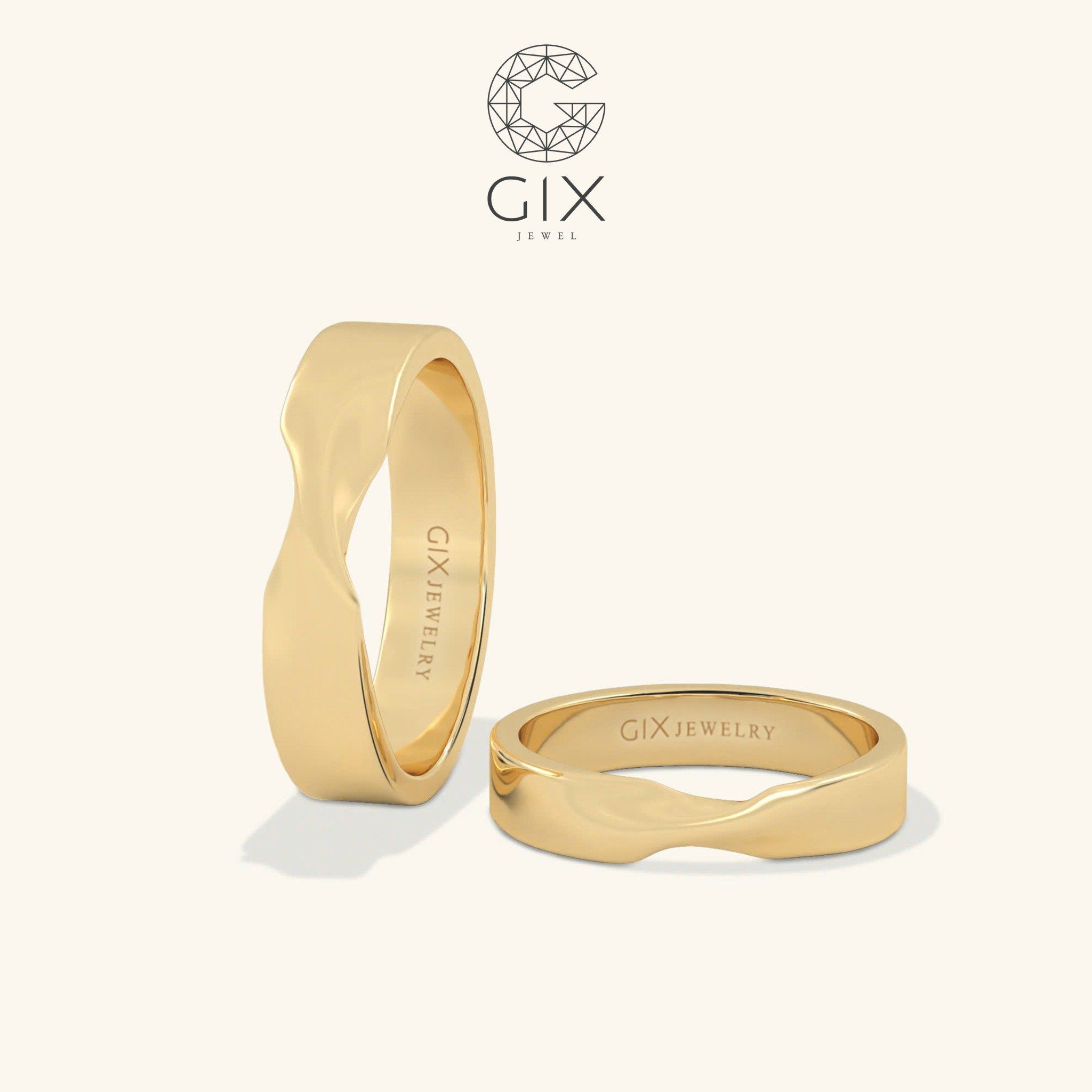 Nhẫn cưới vàng 14k vô cực đẹp khắc chữ Gix Jewel - GCR25050109