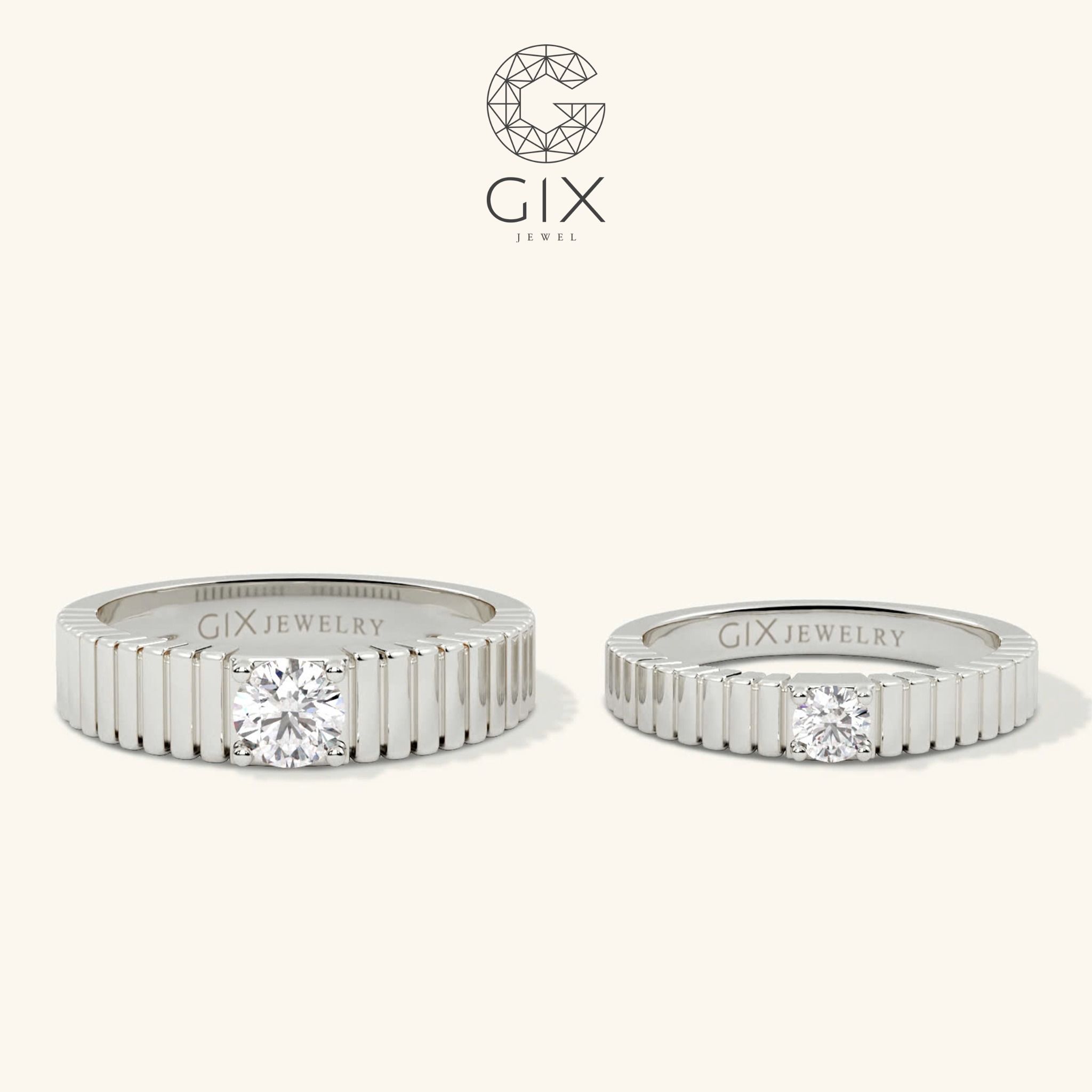 Nhẫn Đôi Kiểu Mới Đính Kim Cương Nhân Tạo Gix Jewel - GCR25050108