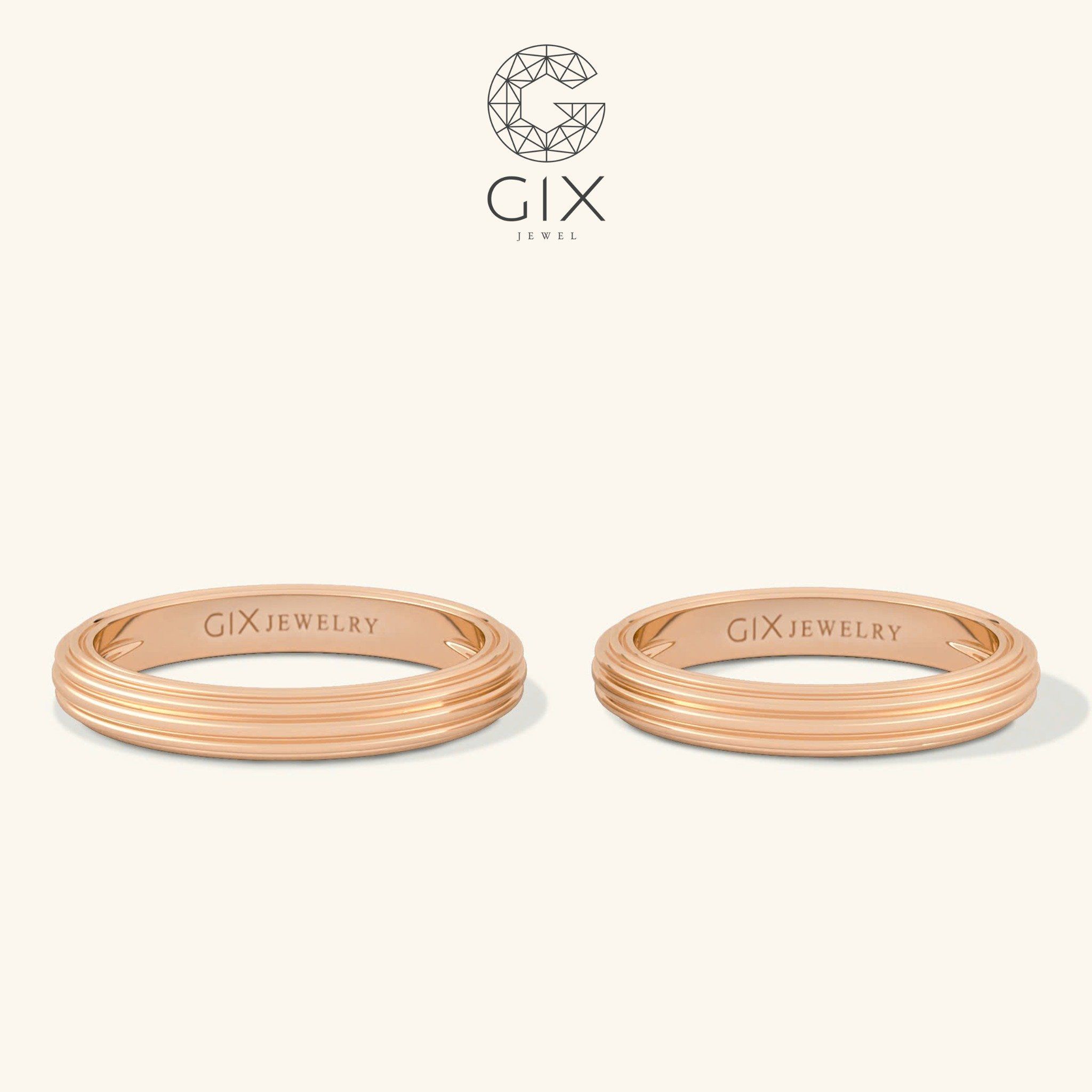 Nhẫn Cưới Vàng 18k Trơn Khắc Chữ Gix Jewel - CR25050050
