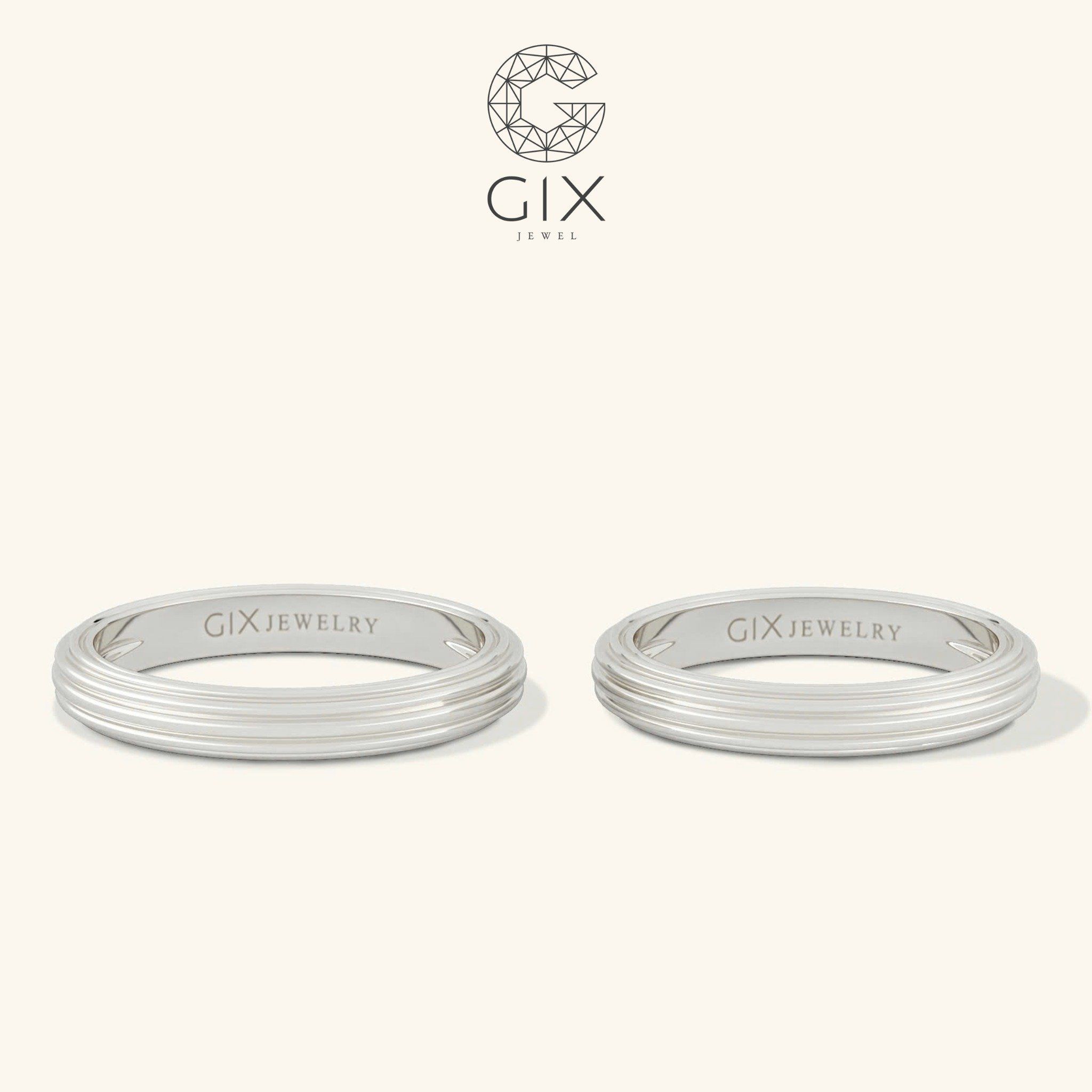 Nhẫn Cưới Vàng 18k Trơn Khắc Chữ Gix Jewel - CR25050050
