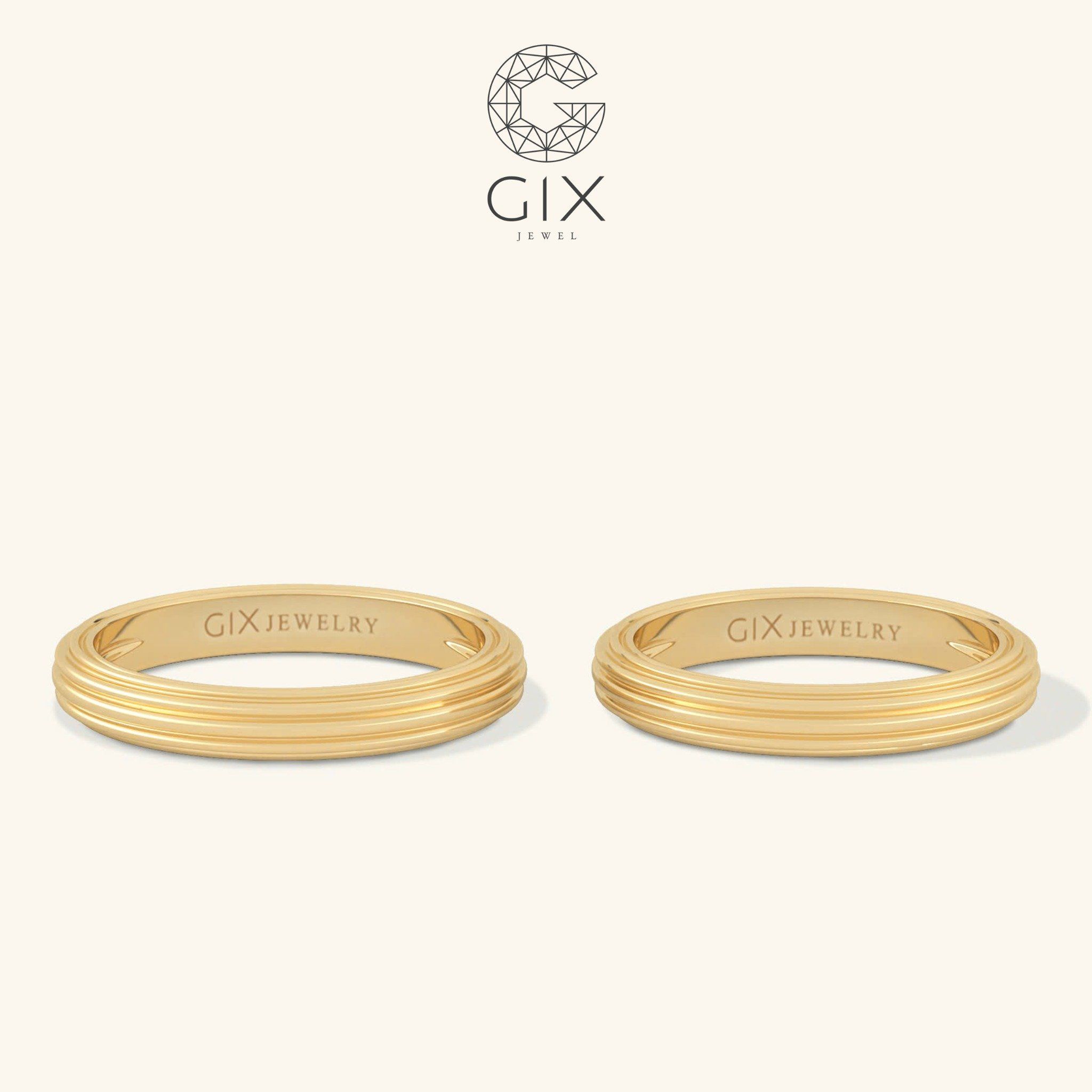 Nhẫn Cưới Vàng 18k Trơn Khắc Chữ Gix Jewel - CR25050050