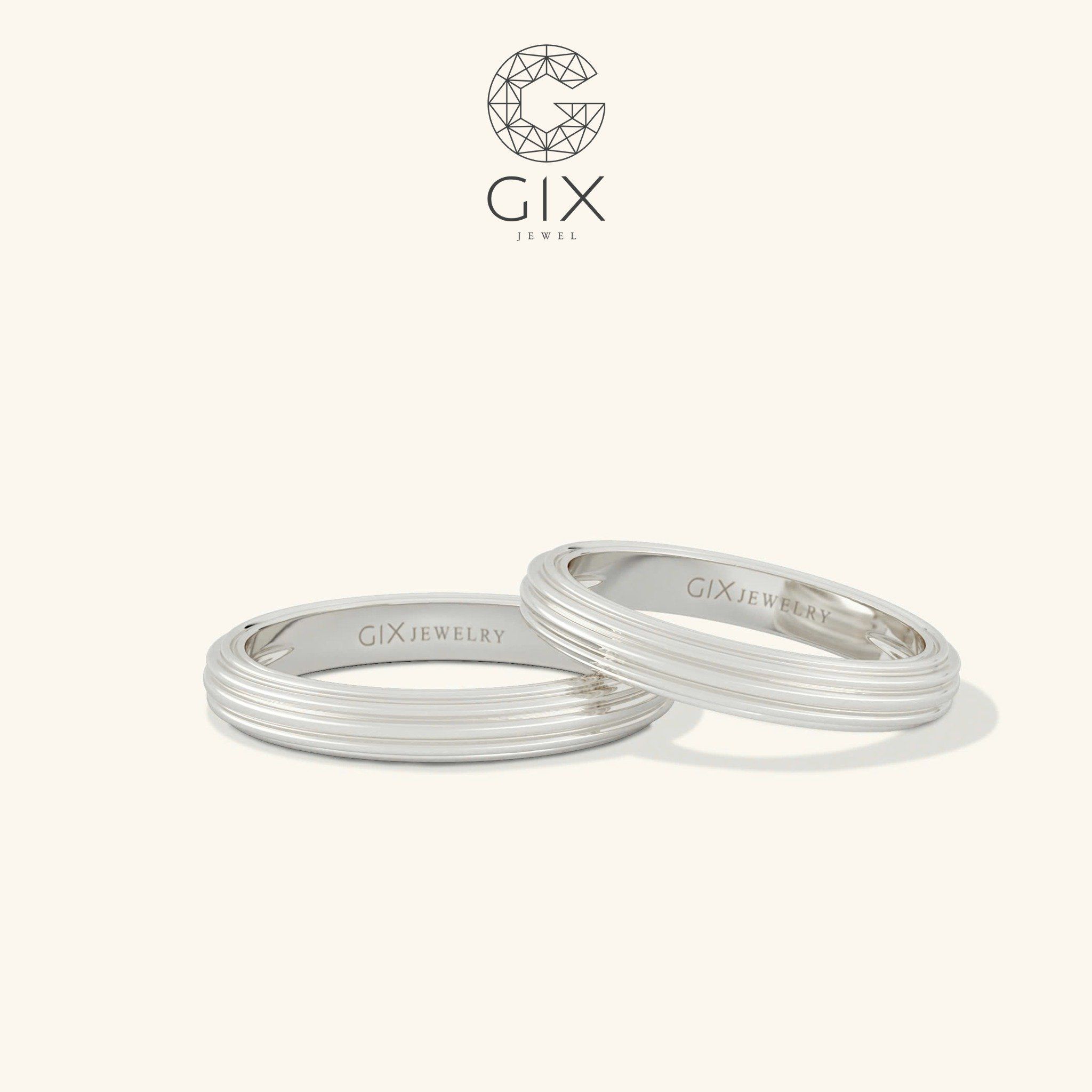 Nhẫn Cưới Vàng 18k Trơn Khắc Chữ Gix Jewel - CR25050050