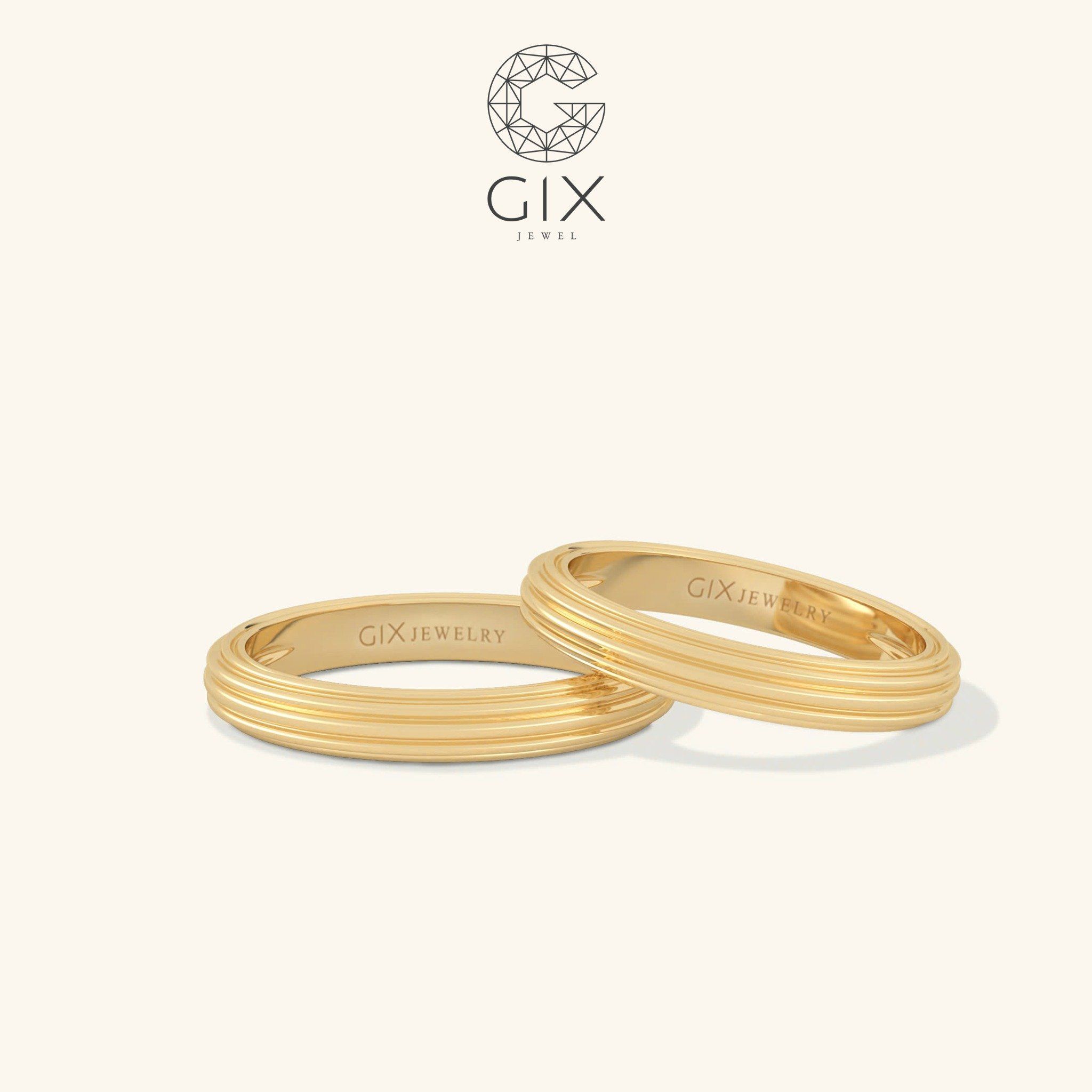 Nhẫn Cưới Vàng 18k Trơn Khắc Chữ Gix Jewel - CR25050050