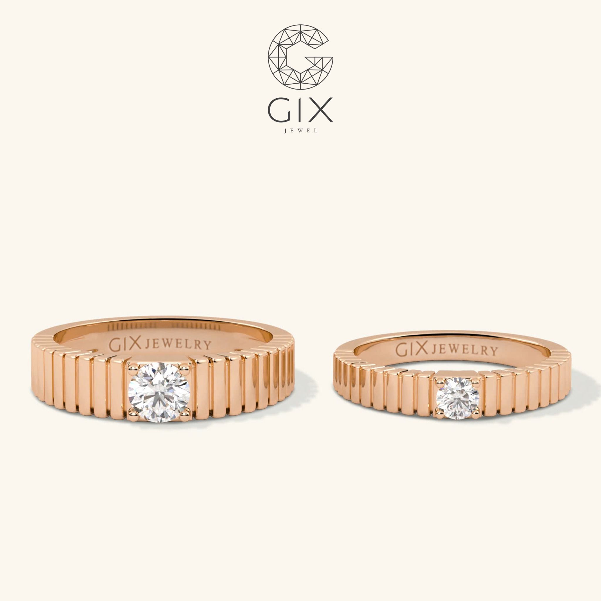 Nhẫn Cưới Đẹp Vàng 18k Đính Kim Cương Moissanite Gix Jewel -GCR25050108