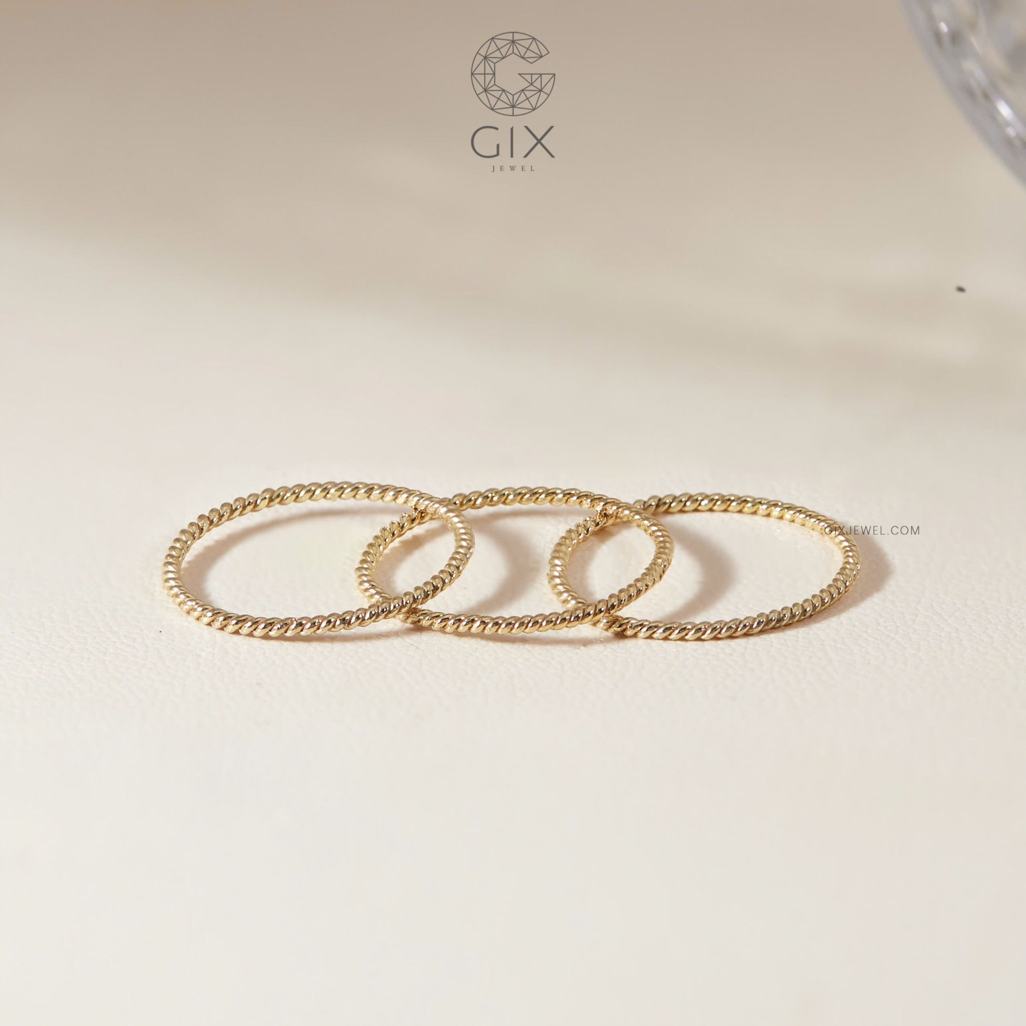 Nhẫn trơn nữ đẹp bạc đẹp vàng 18k đai xoắn vòng Gix Jewel