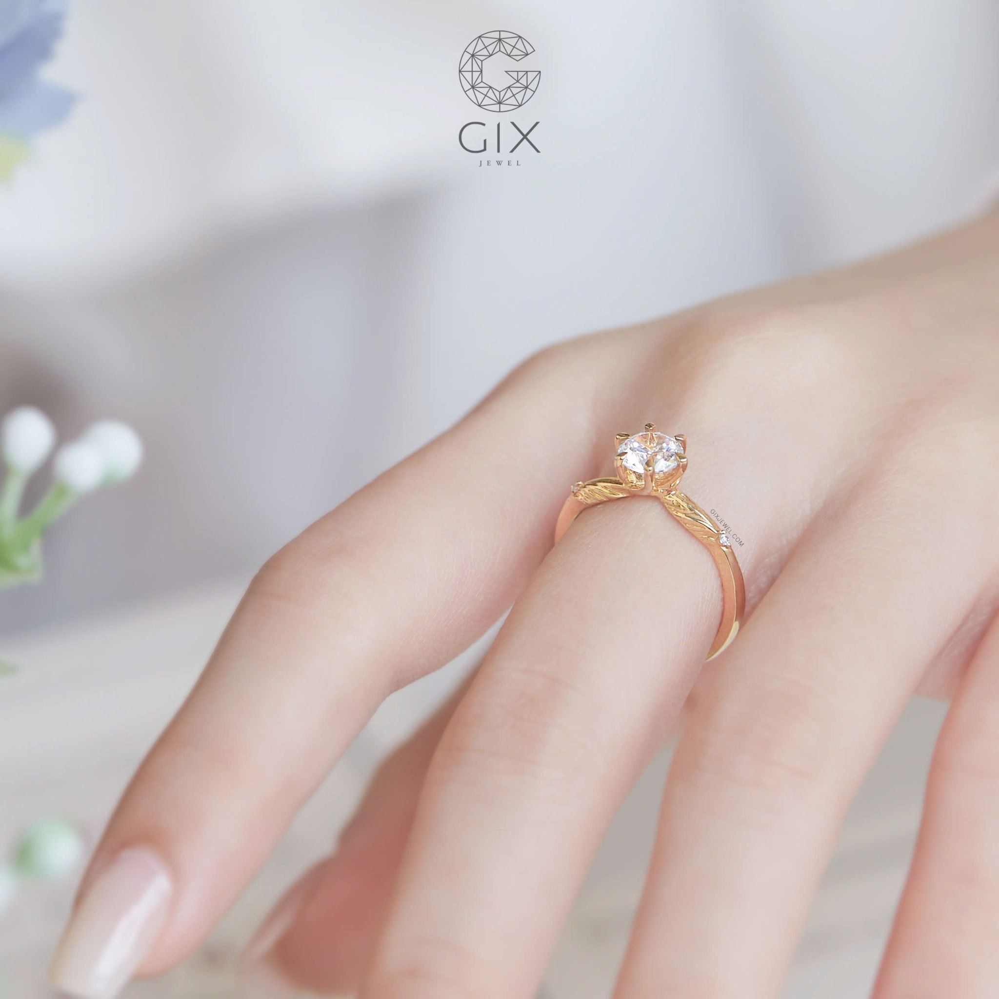 Nhẫn cầu hôn dưới 3 triệu đơn giản đẹp vàng 10k & bạc cao cấp giá rẻ đính đá nhân tạo Gixjewel