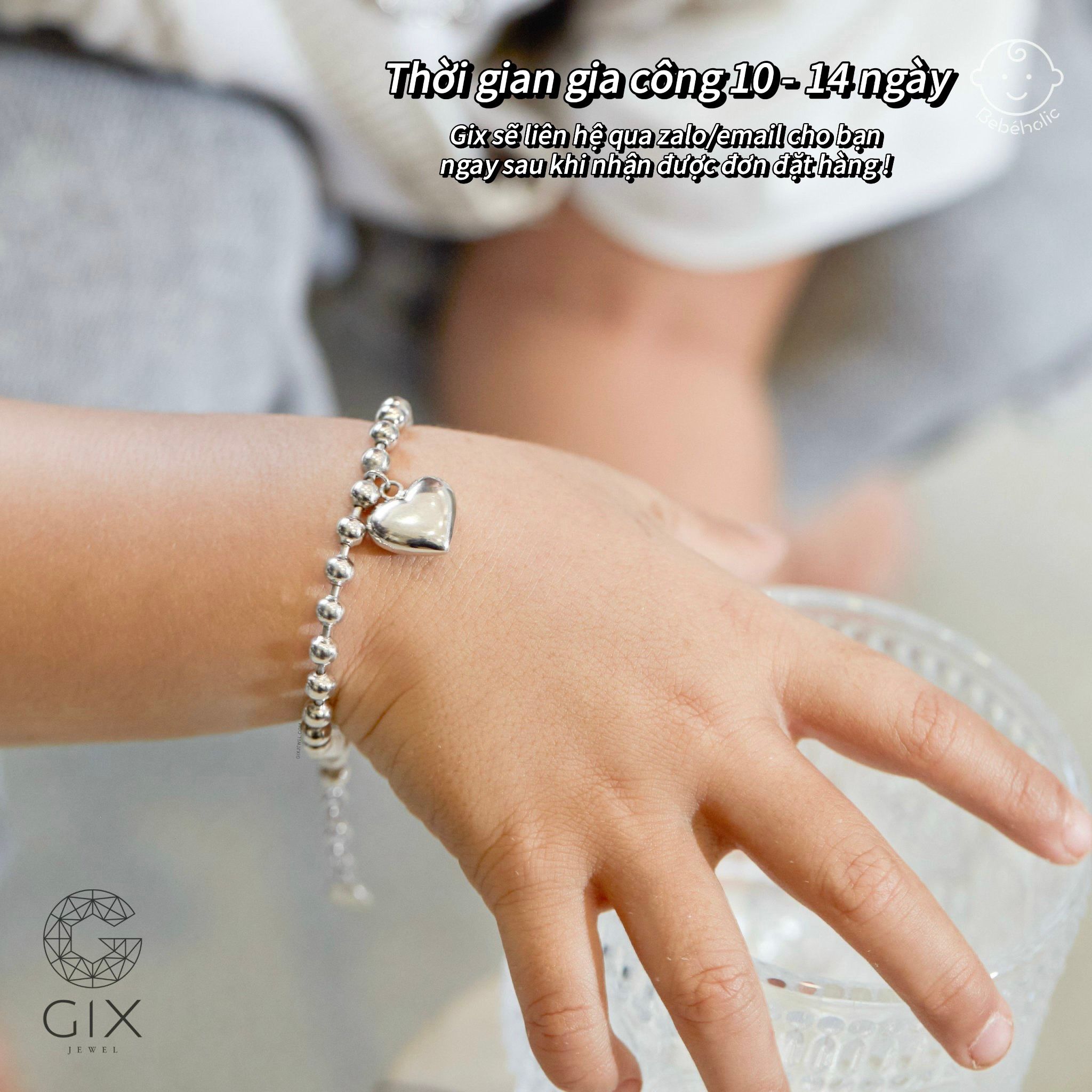 Lắc tay bạc cho bé đính đá hình chiếc nơ Gix Jewel TBBLT35
