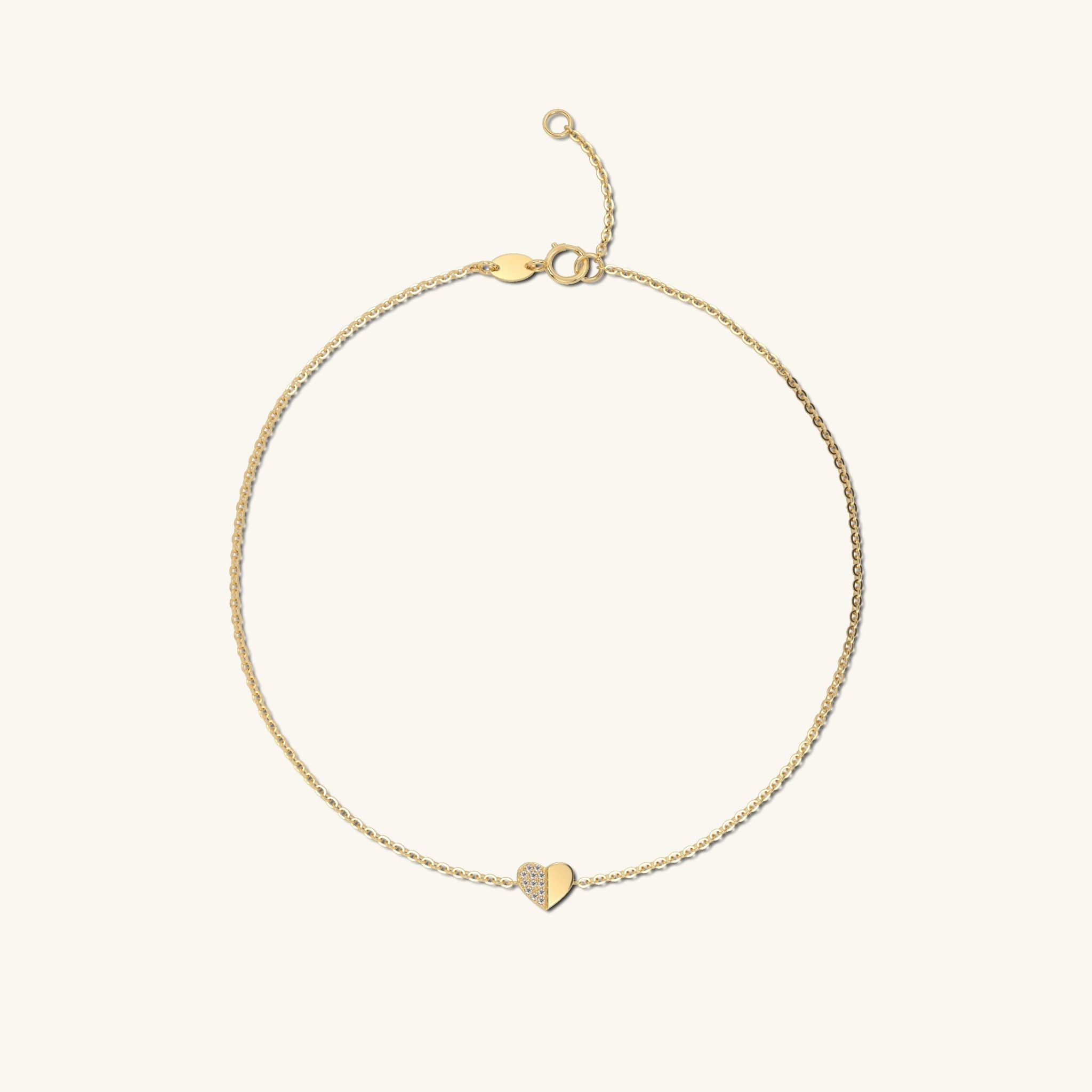 Lắc vàng nữ trơn bạc đẹp kiểu mới gắn charm trái tim đẹp giá rẻ Gix Jewel