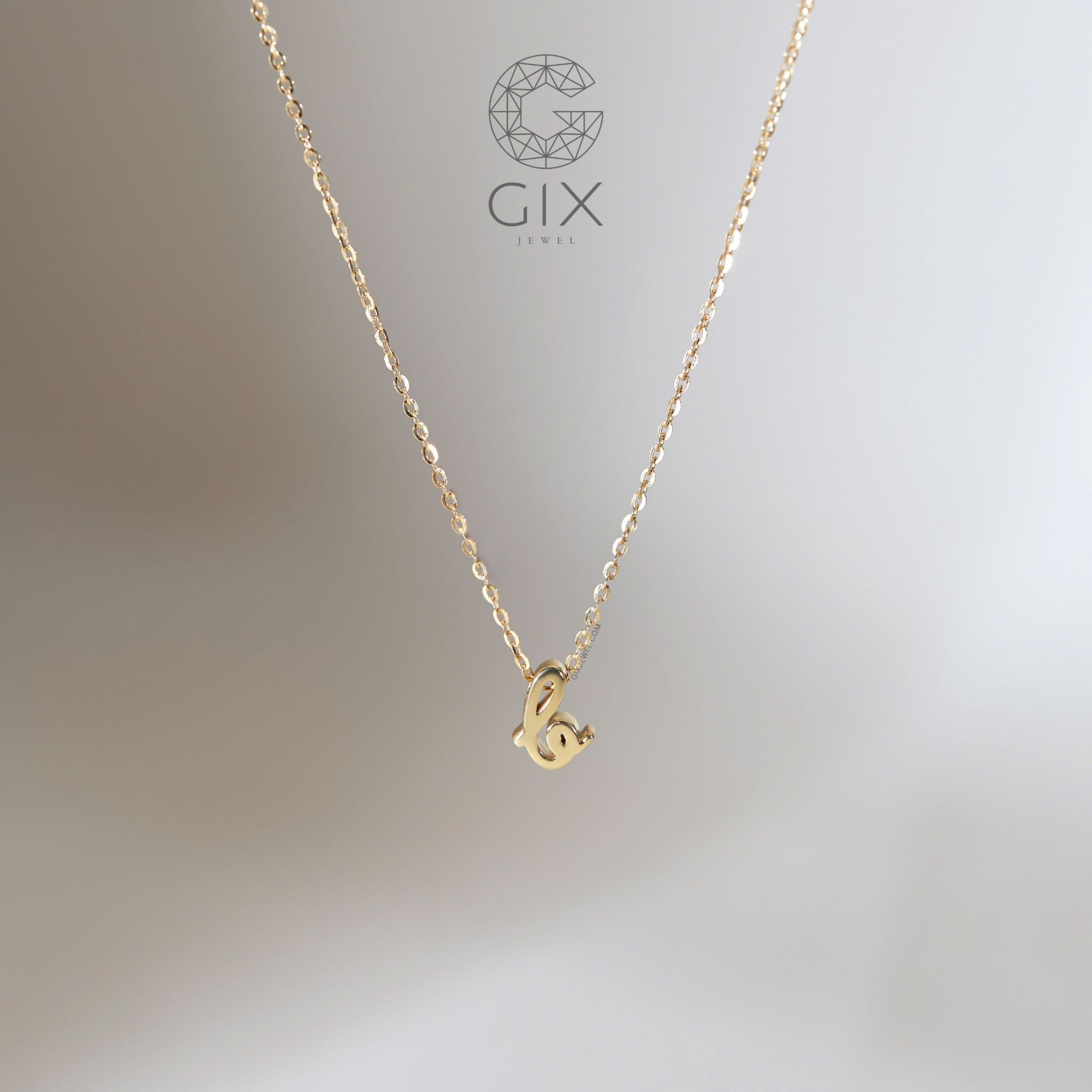 Dây Chuyền Vàng Bạc Nam Nữ Lồng Chữ Cái Theo Tên Sợi Chữ Cong Gixjewel