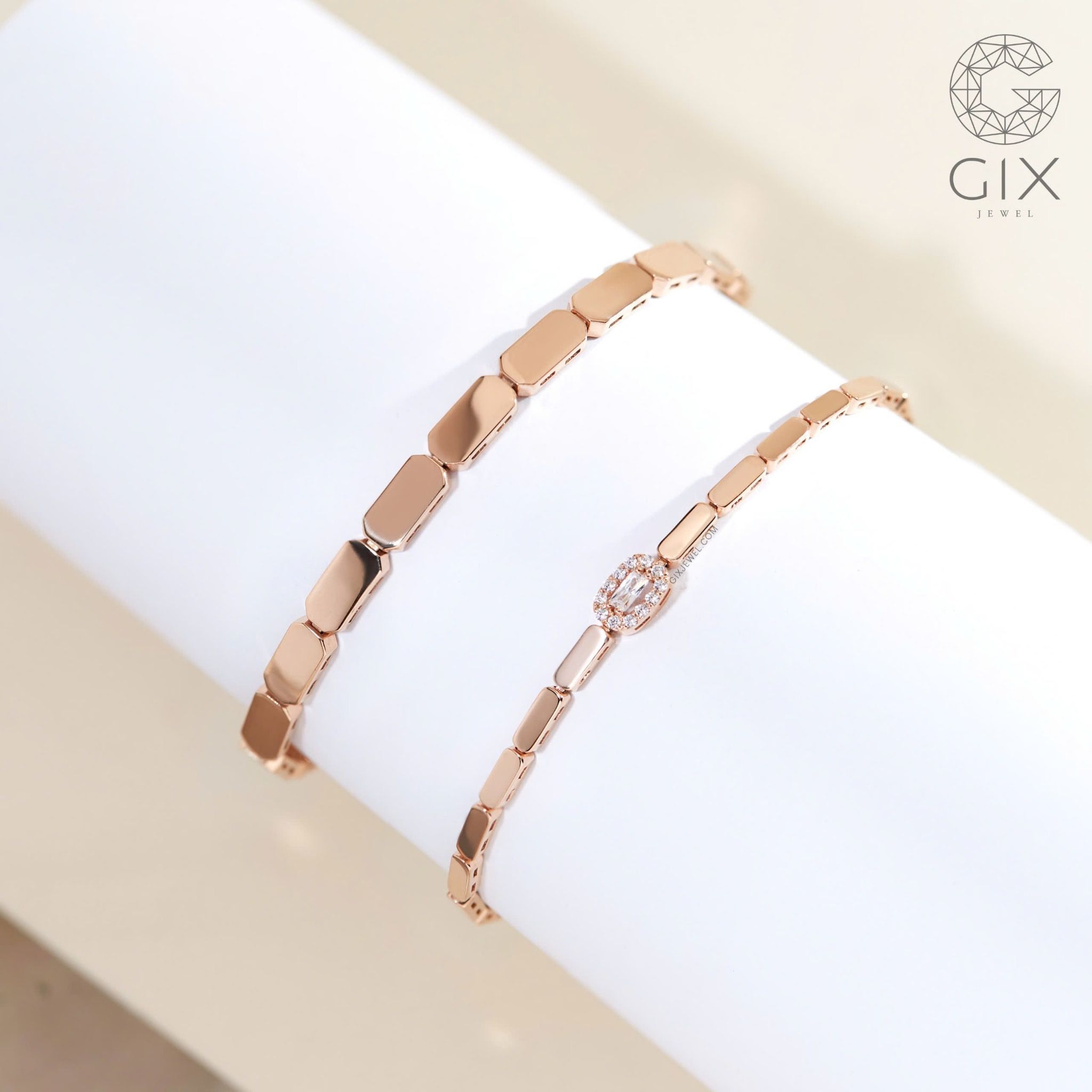 Vòng tay cặp đôi vàng 18k bản to handmade cao cấp đính kim cương đẹp Gixjewel