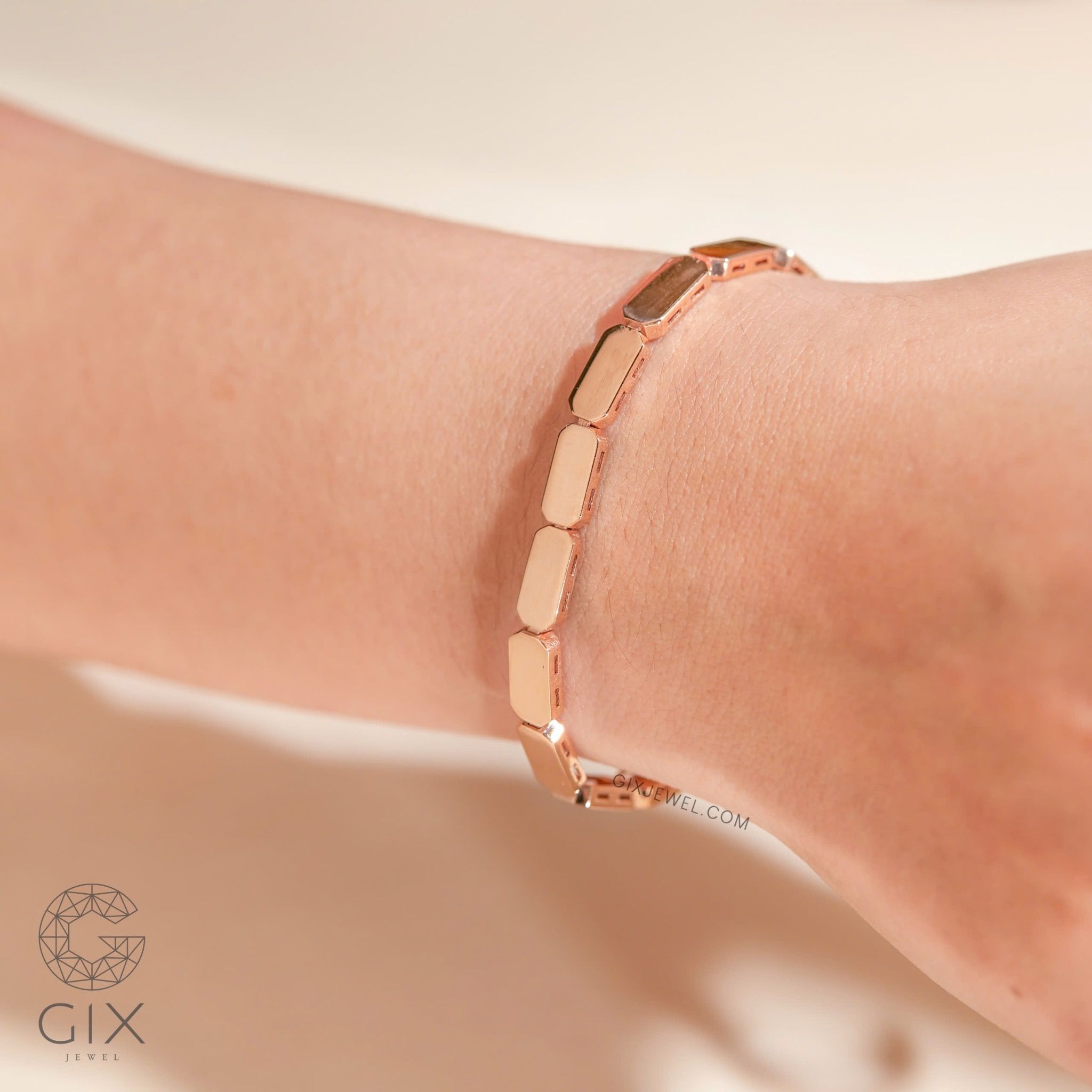 Vòng tay cặp đôi vàng 18k bản to handmade cao cấp đính kim cương đẹp Gixjewel