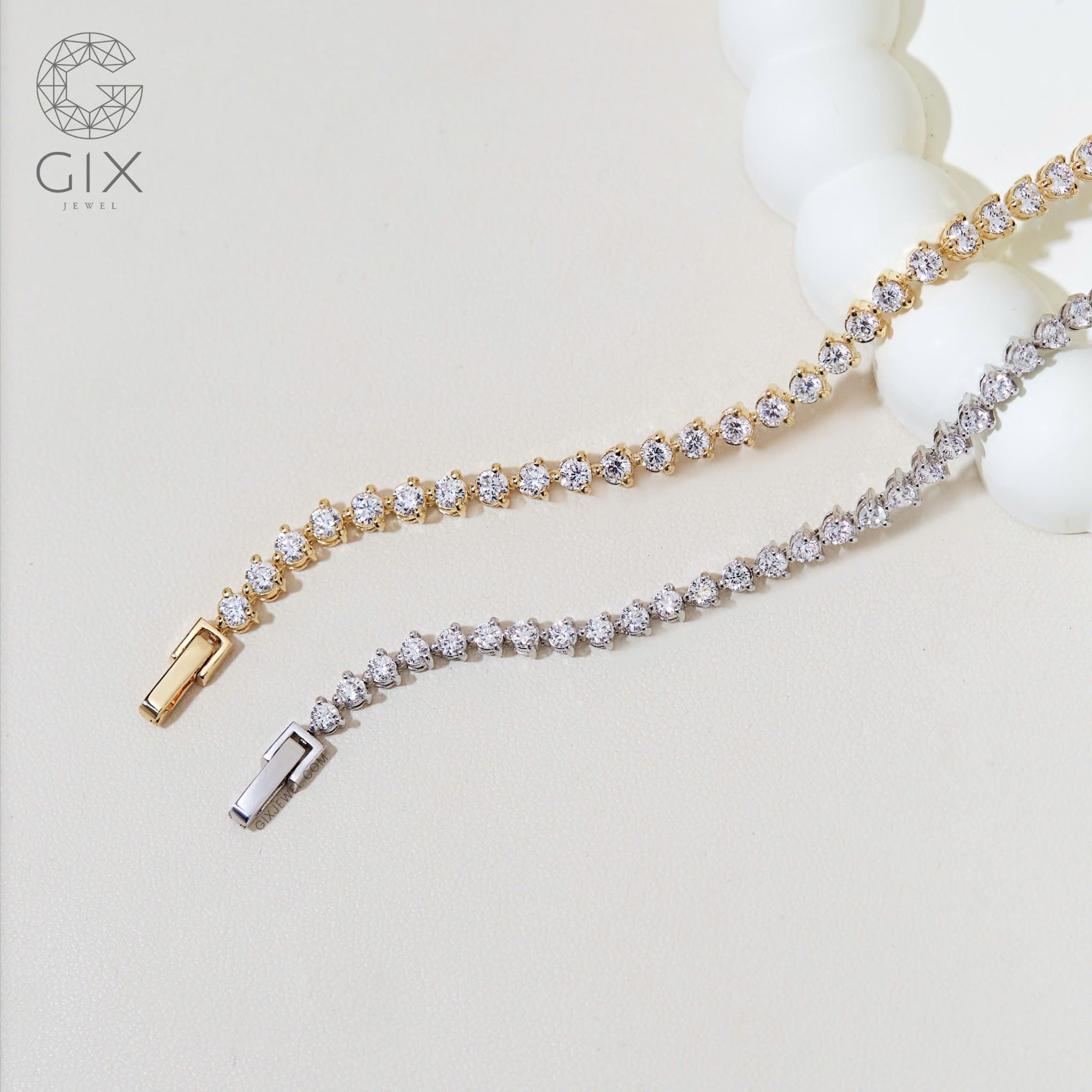 Vòng tay tennis chain vàng 18k bạc 925 đẹp nam nữ đính đá cao cấp