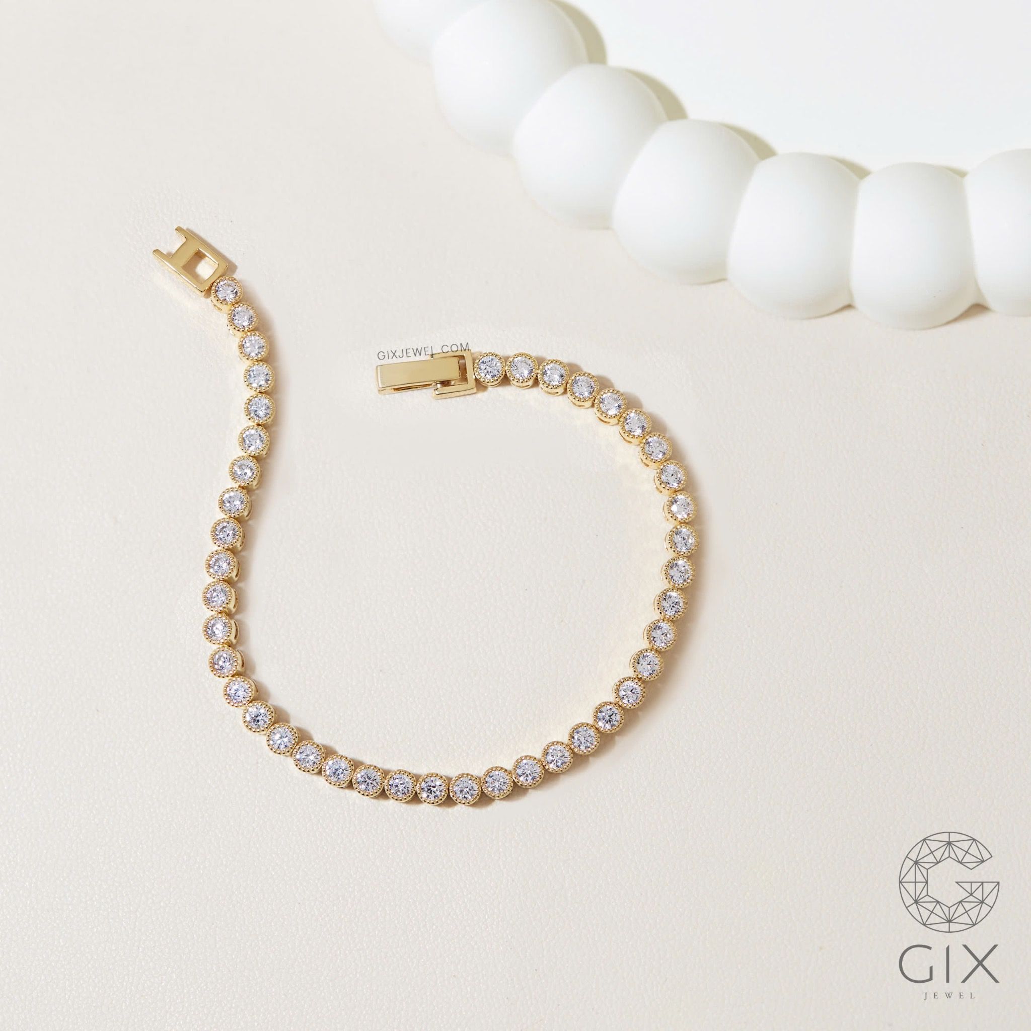 Lắc tay tennis vàng 18k bạc 925 đẹp nam nữ Gix Jewel mạ vàng đính đá cao cấp