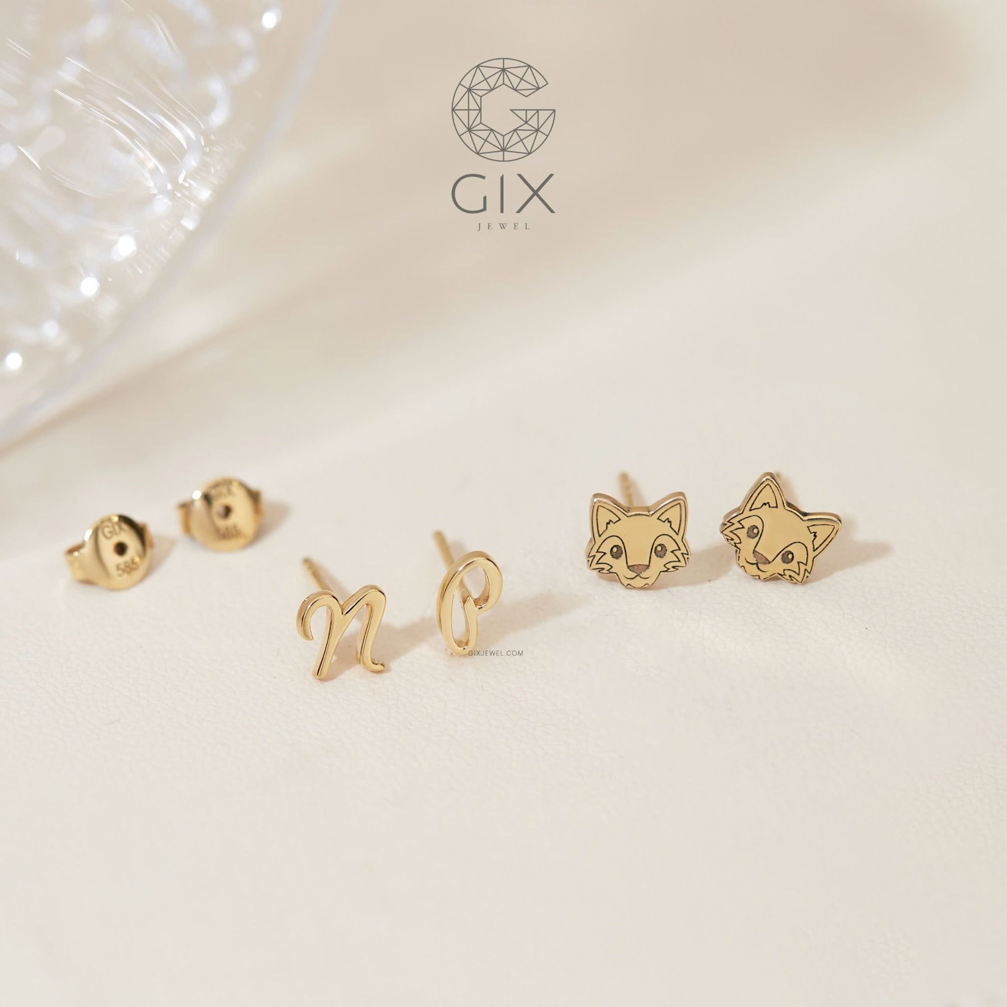 Bông tai chữ cái tên riêng bạc nữ đẹp mạ vàng Gix Jewel