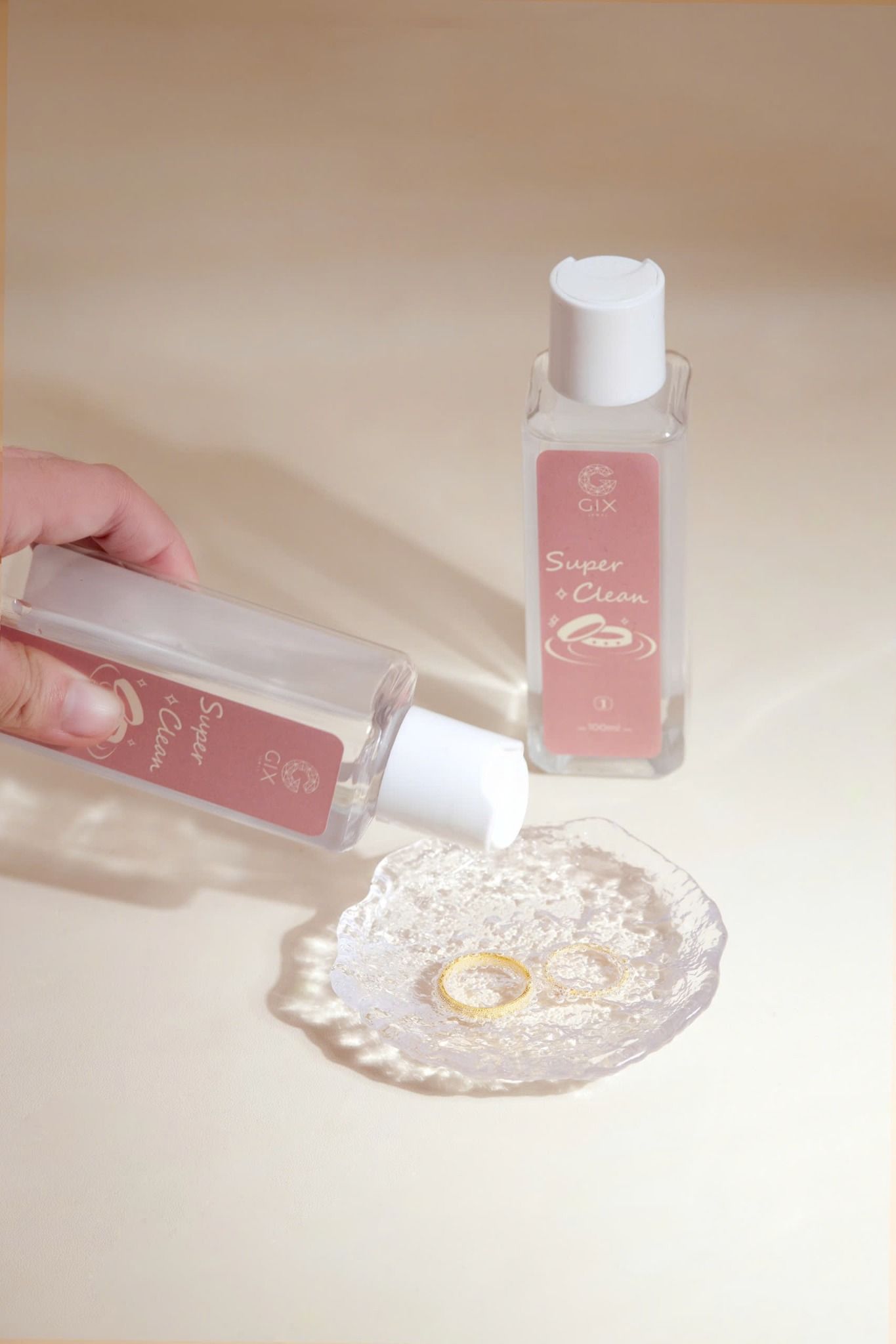 Nước rửa trang sức cao cấp set hai chai 150ml Gix Jewel, dung dịch làm sáng trang sức siêu tốc
