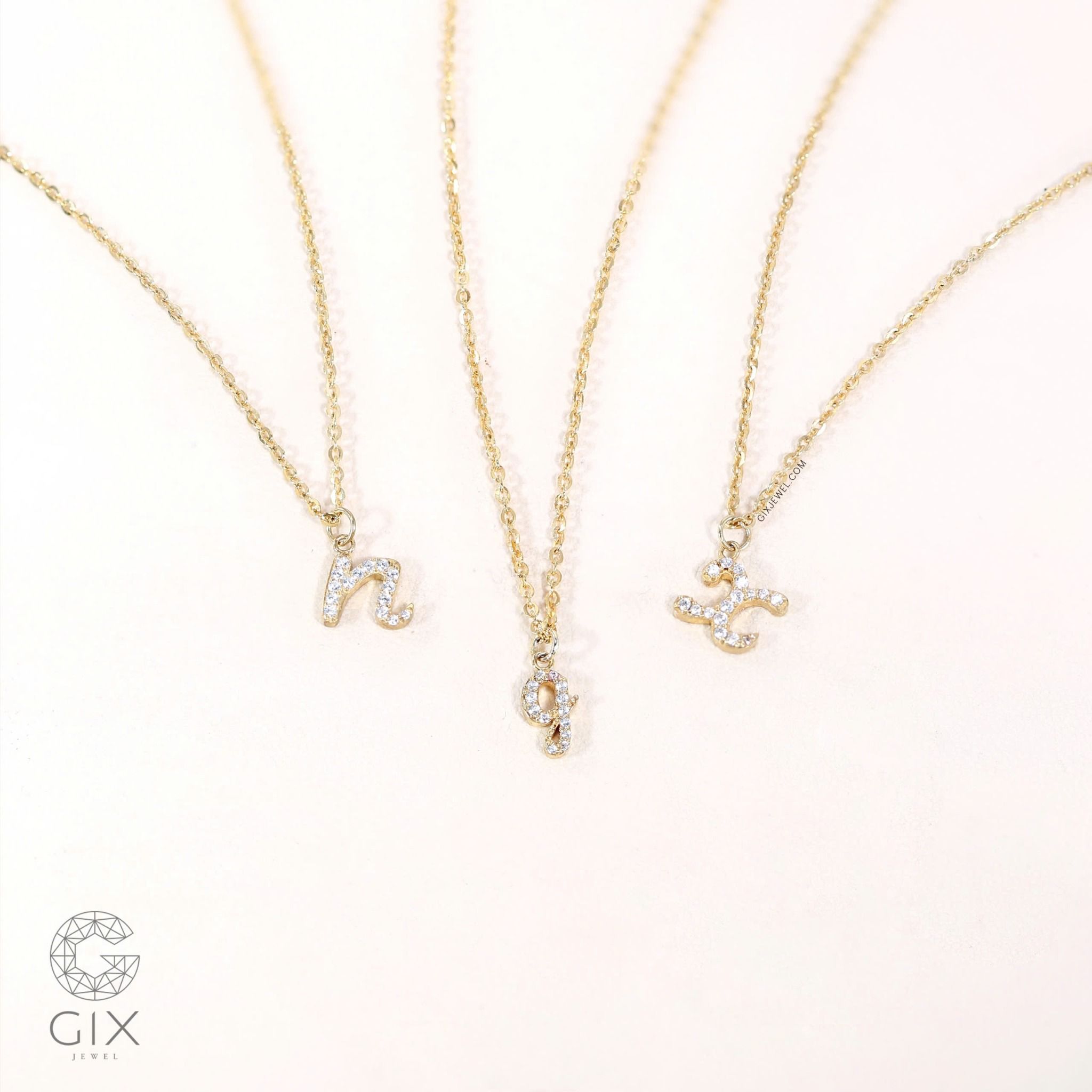 Dây chuyền bạc nữ khắc tên mạ vàng 18k đơn giản đẹp đính kim cương Gix Jewel