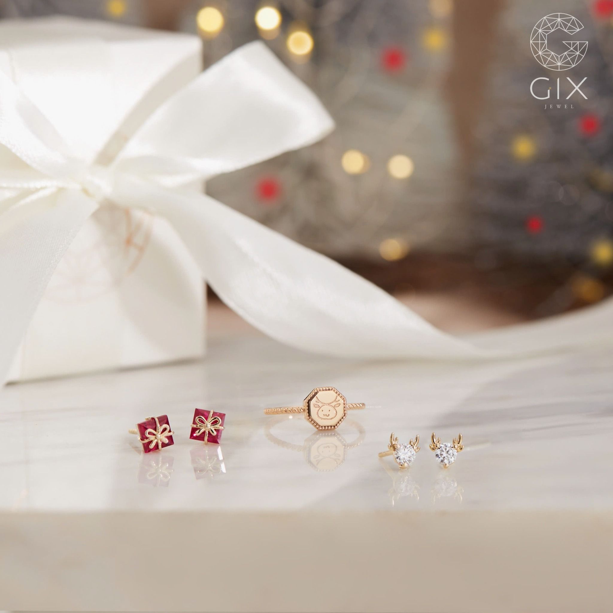 Bông tai bé gái bạc 925 xi bạch kim hình con hươu nhỏ xinh Gixjewelry