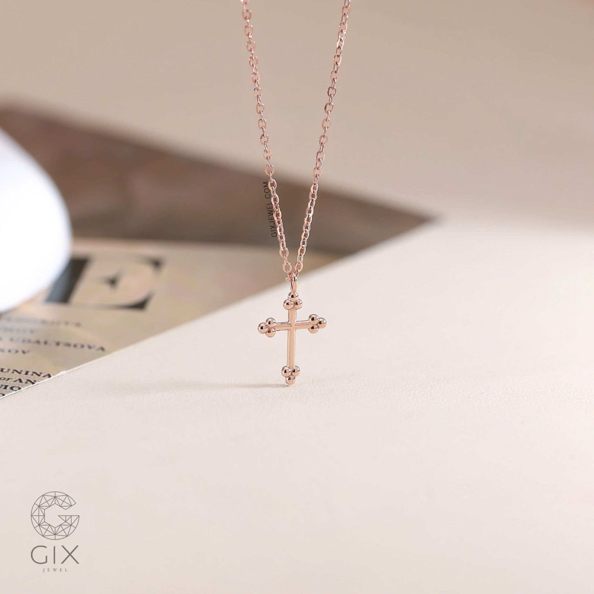 Dây chuyền thánh giá nữ nam vàng 18k bạc s925 sợi mỏng đẹp hình chữ thập trơn Gixjewel