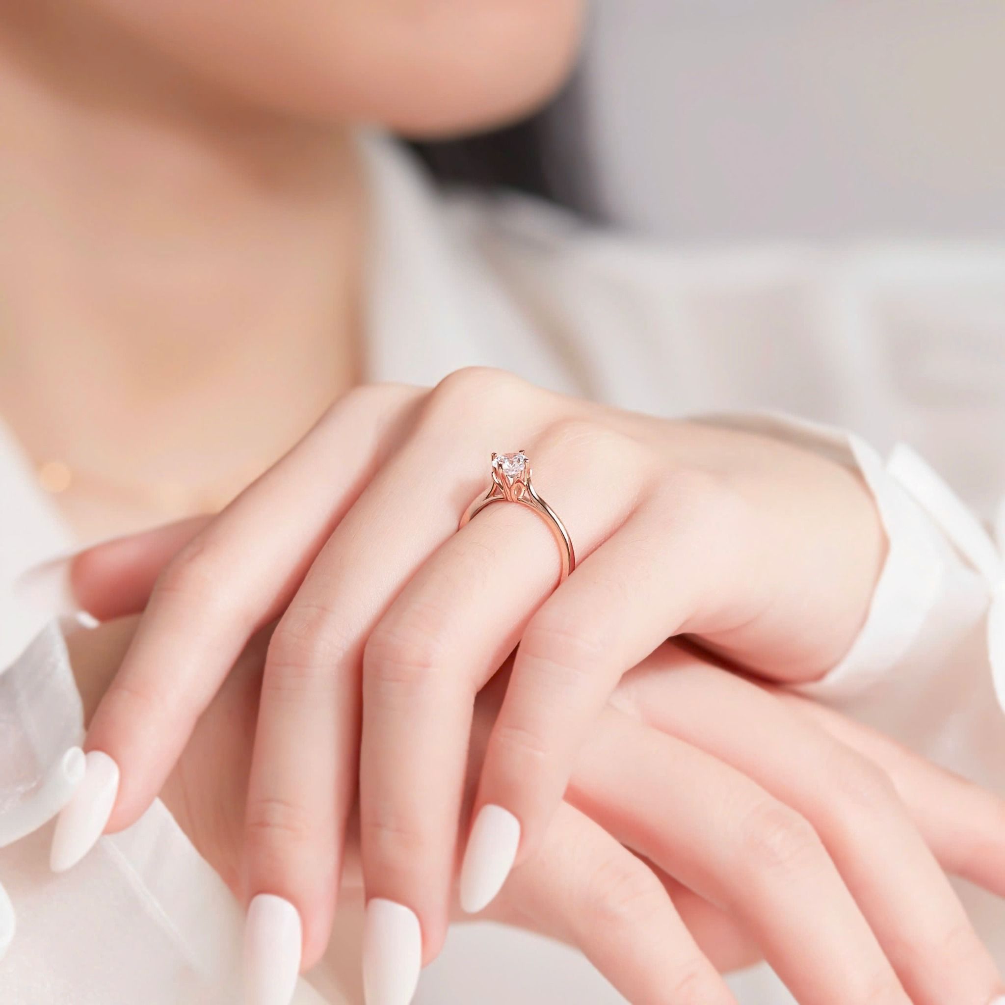 Nhẫn kim cương đính hôn bằng vàng hồng 18k đẹp giá rẻ Gix Jewelry