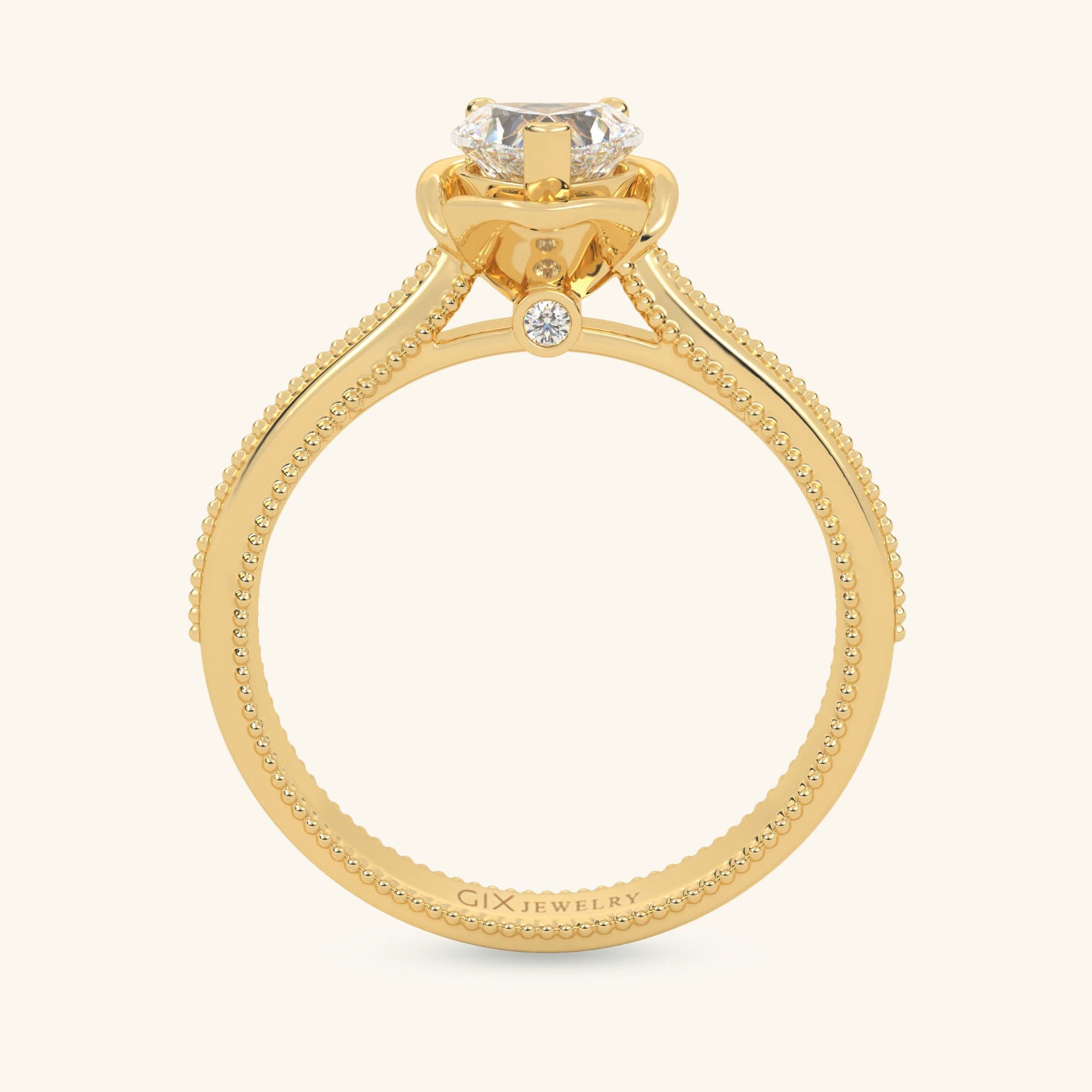 Nhẫn Đính Hôn Đơn Giản Vàng 18K Kim Cương Nhân Tạo Gix Jewelry