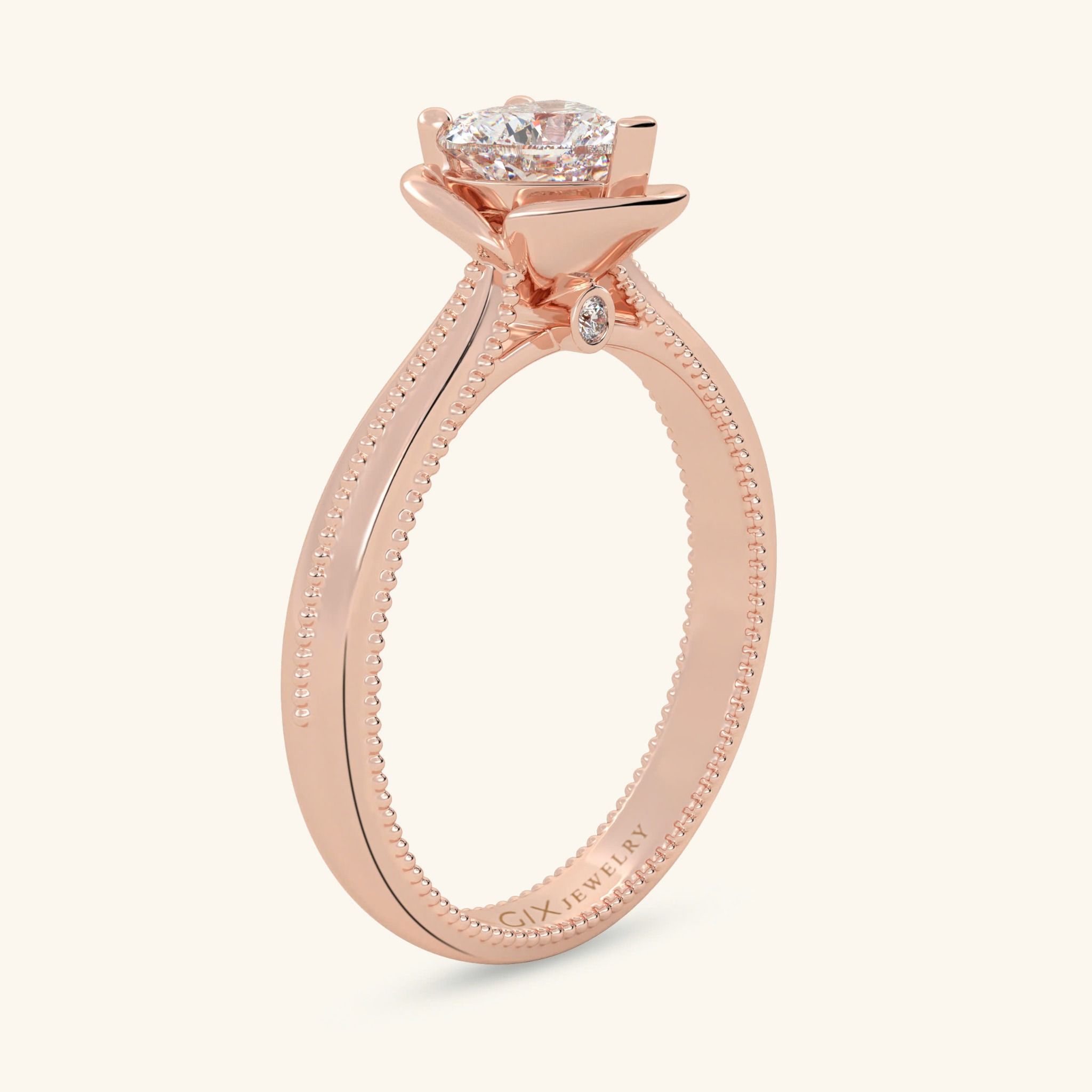 Nhẫn Đính Hôn Đơn Giản Vàng 18K Kim Cương Nhân Tạo Gix Jewelry