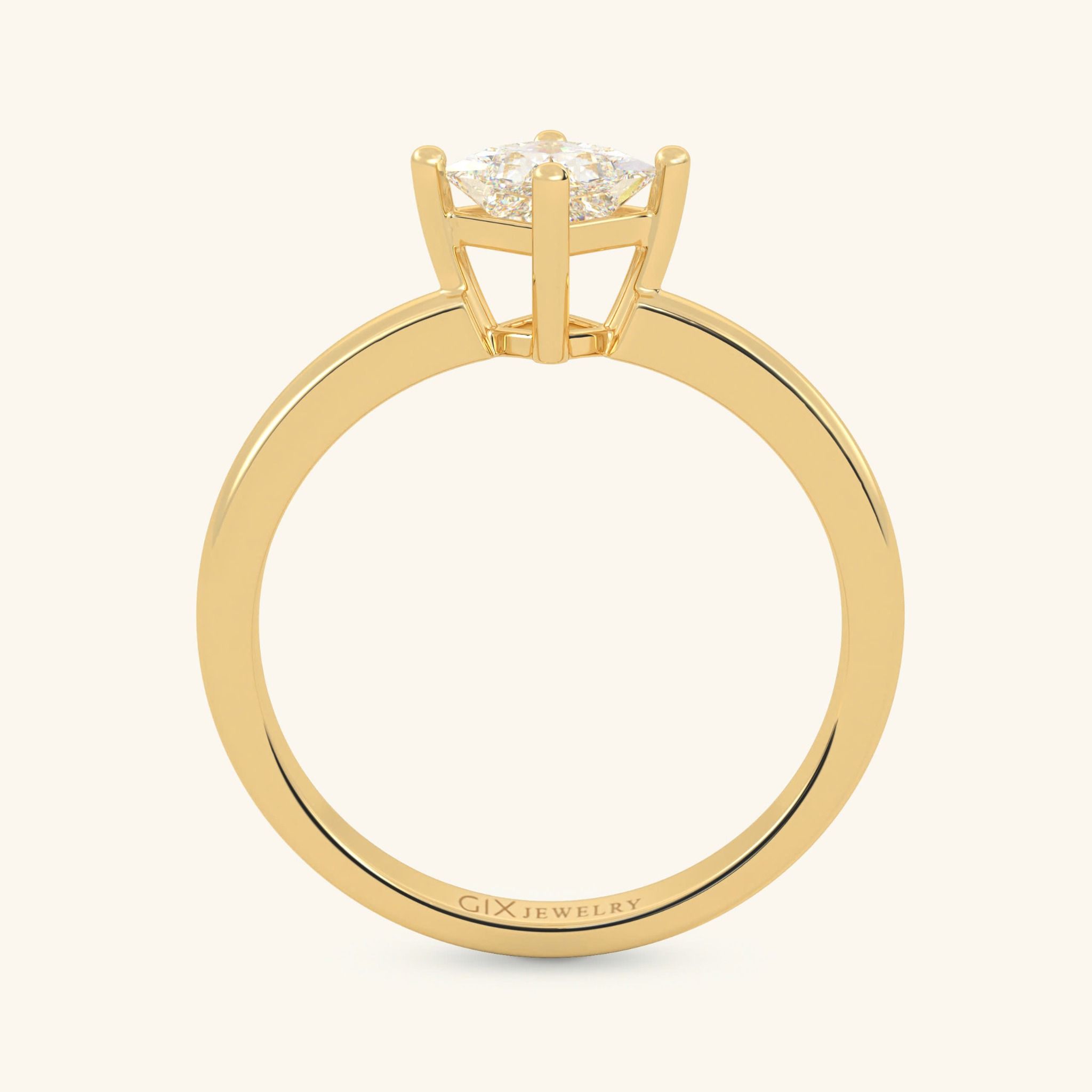 Nhẫn Đính Hôn Đơn Giản Đẹp Vàng Tây 18K Kim Cương Tự Nhiên Gix