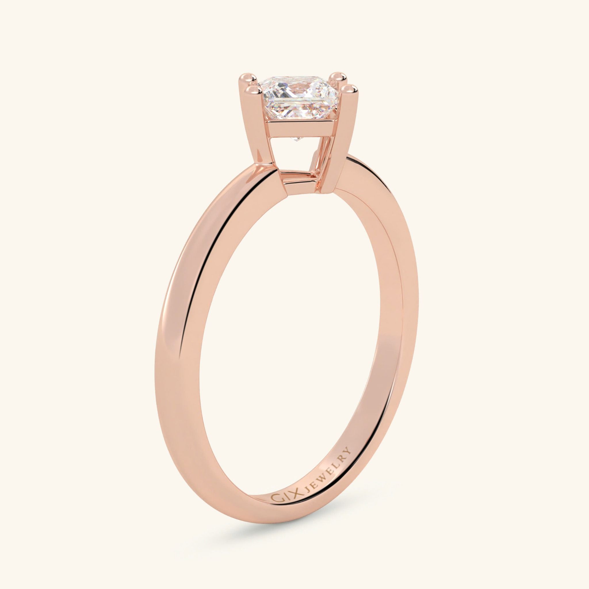 Nhẫn Đính Hôn Đơn Giản Đẹp Vàng Tây 18K Kim Cương Tự Nhiên Gix