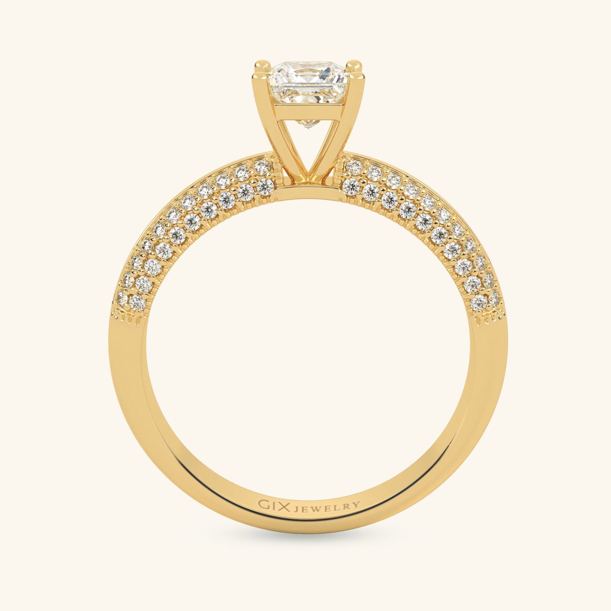 Nhẫn cầu hôn kim cương vuông bằng vàng 18k & bạc đẹp giá rẻ Gix Jewel