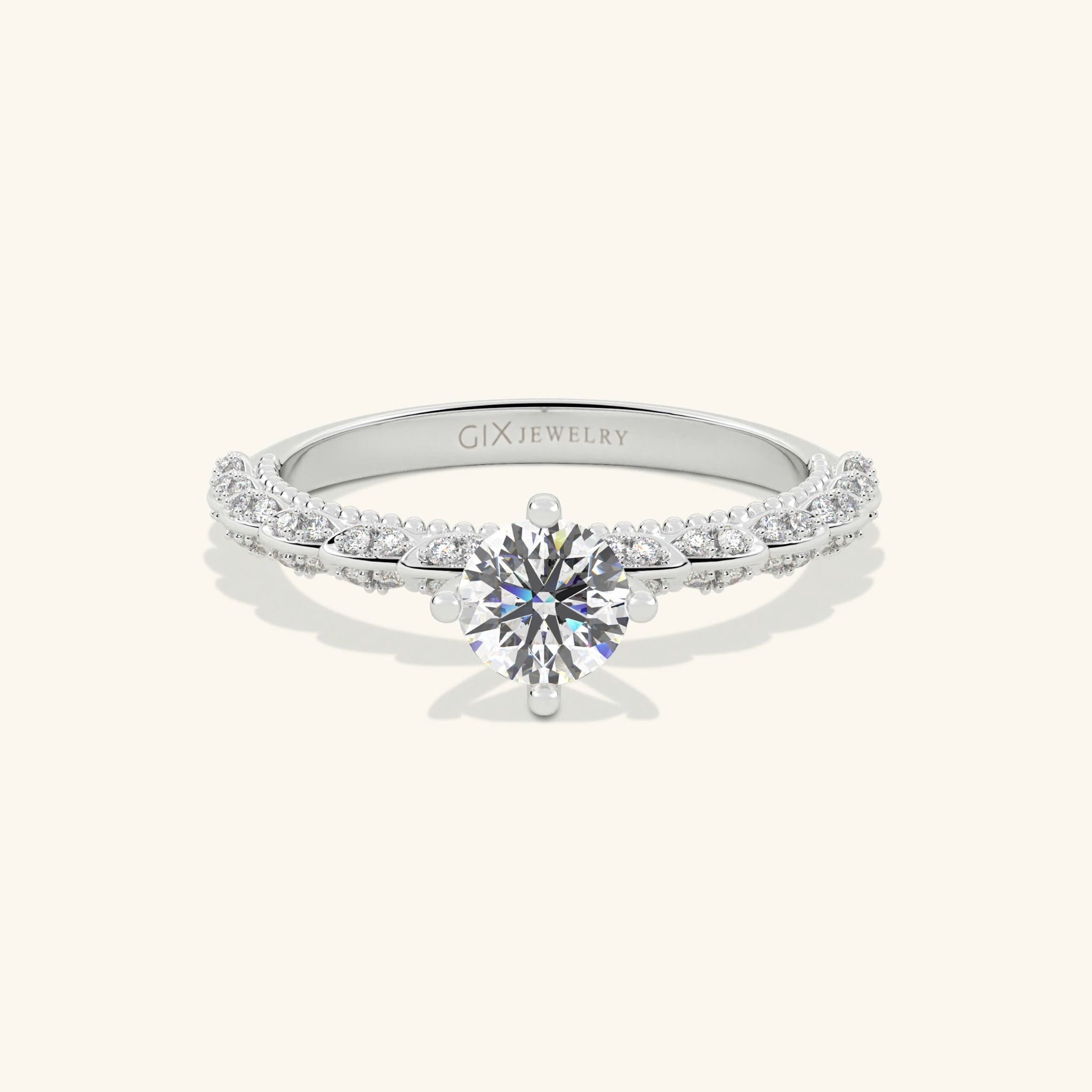 Nhẫn cầu hôn vàng trắng kim cương moissanite siêu to rẻ đẹp dưới 10 triệu Gixjewelry
