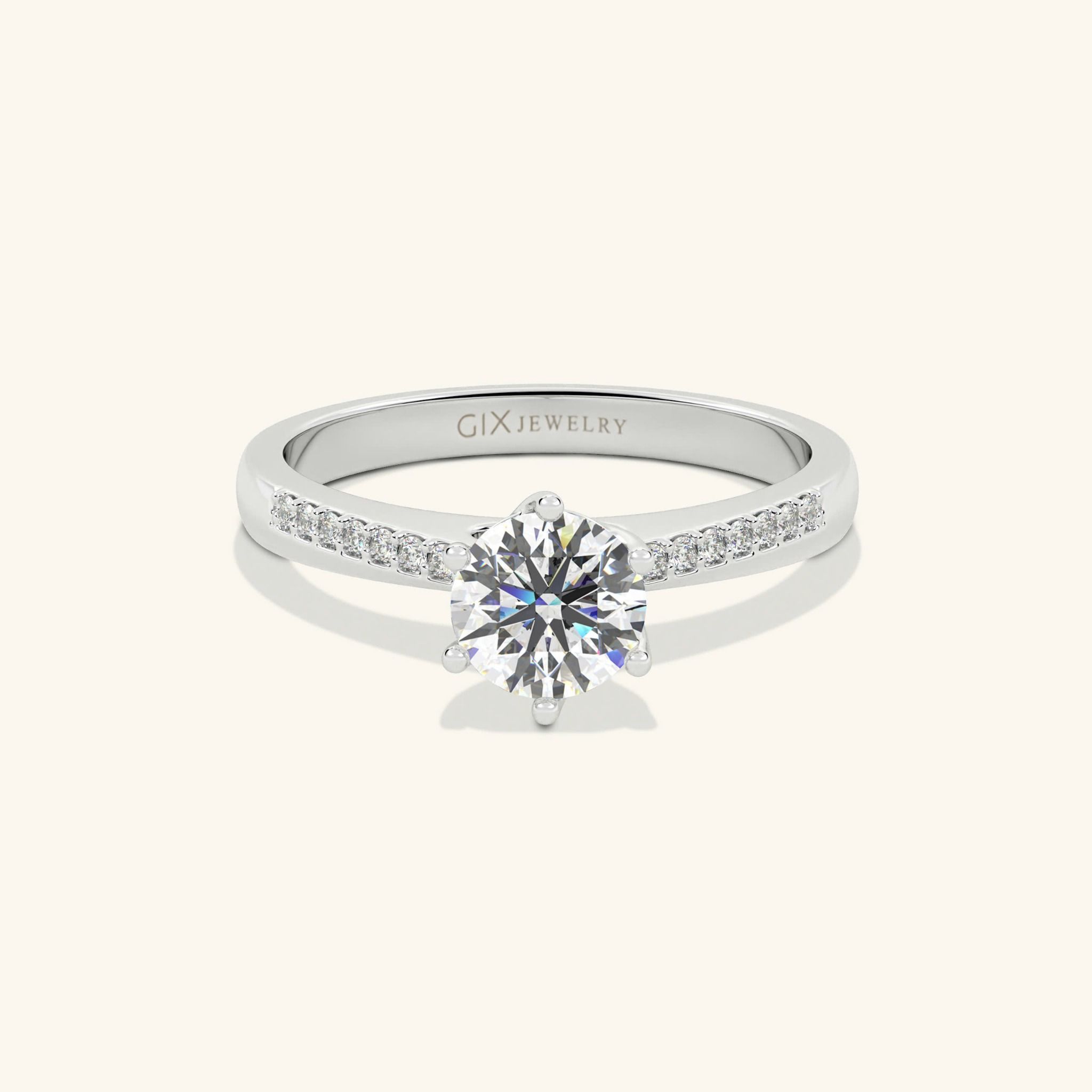 Nhẫn Đính Hôn Đơn Giản Vàng 18K Kim Cương Nhân Tạo Gix Jewelry