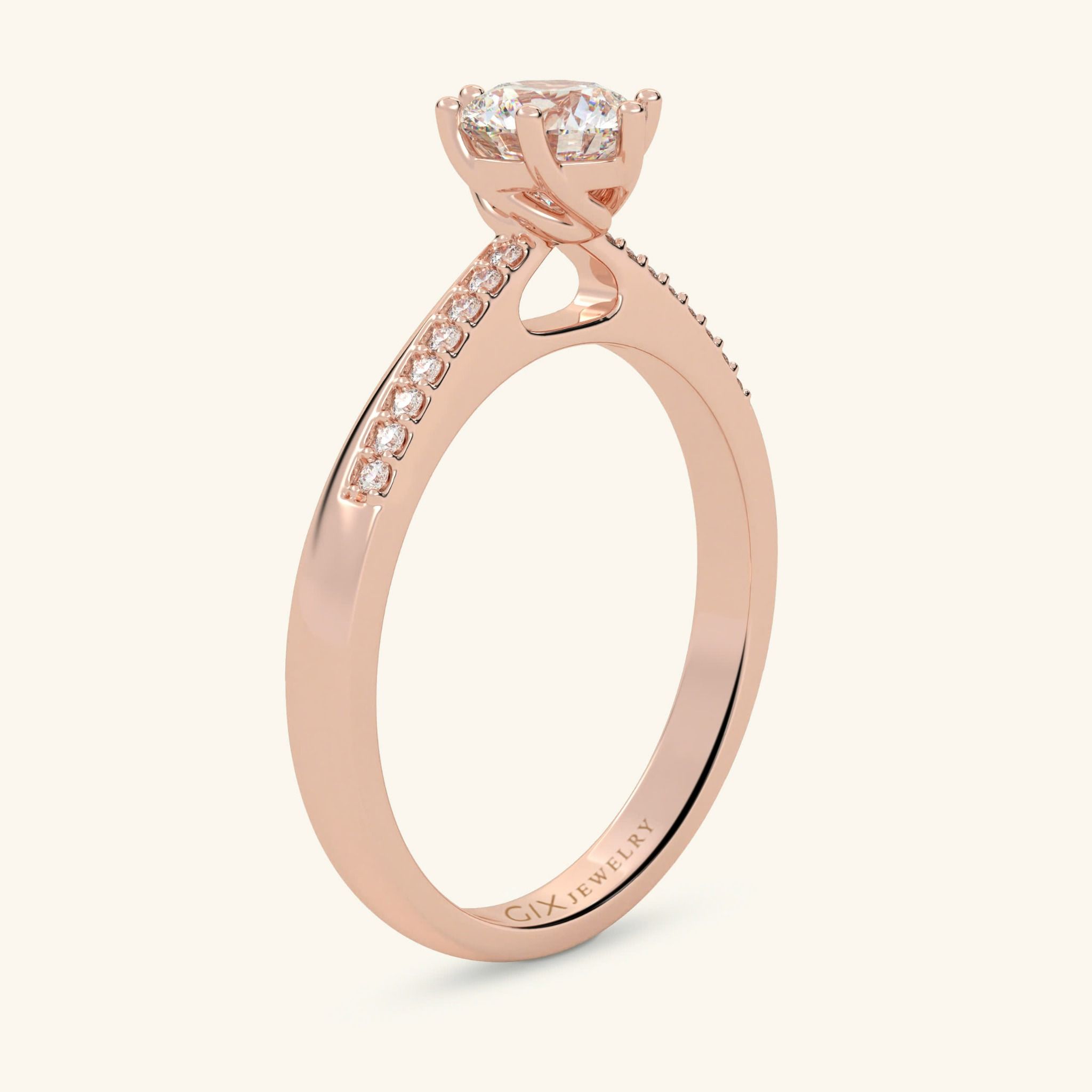 Nhẫn Đính Hôn Đơn Giản Vàng 18K Kim Cương Nhân Tạo Gix Jewelry