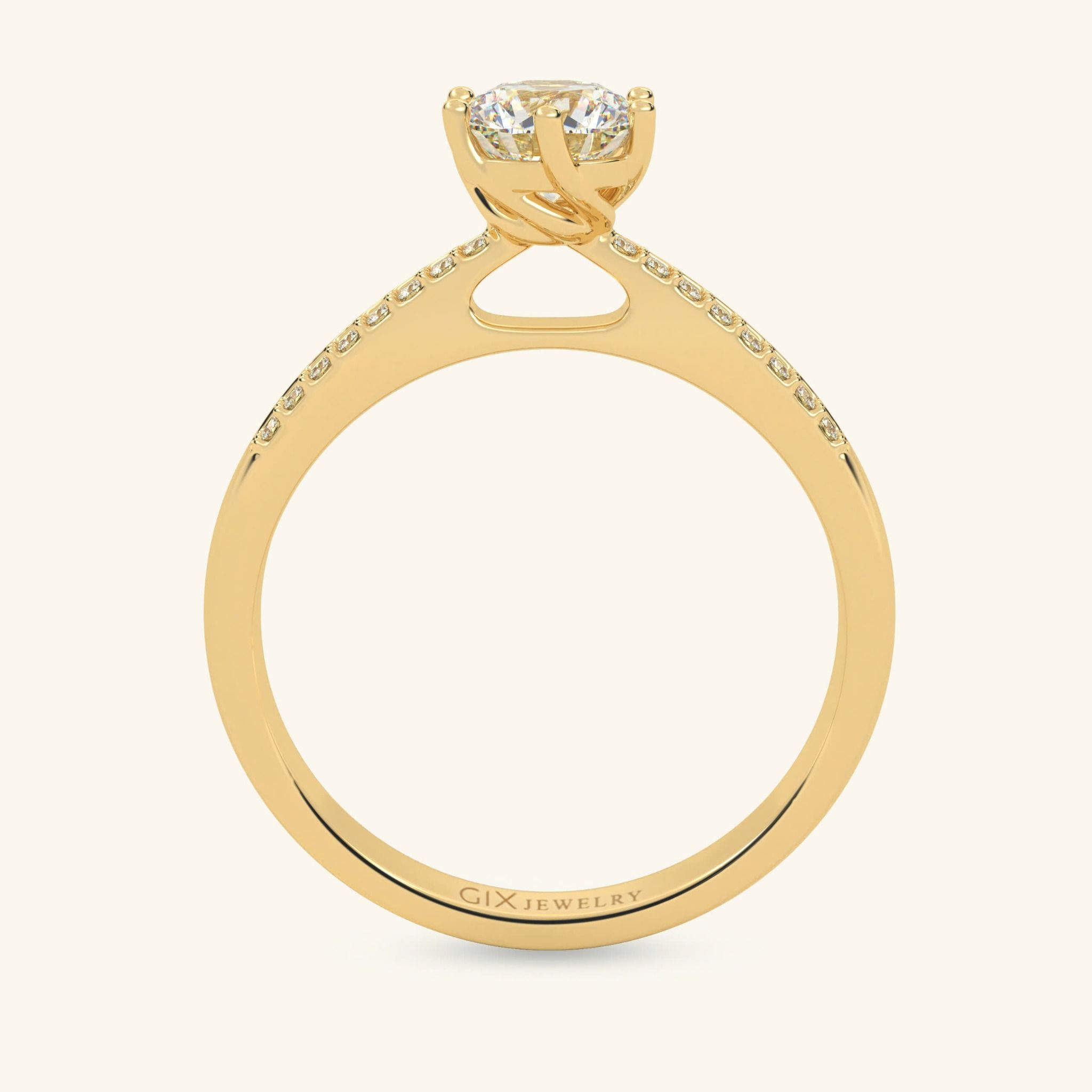 Nhẫn Đính Hôn Đơn Giản Vàng 18K Kim Cương Nhân Tạo Gix Jewelry