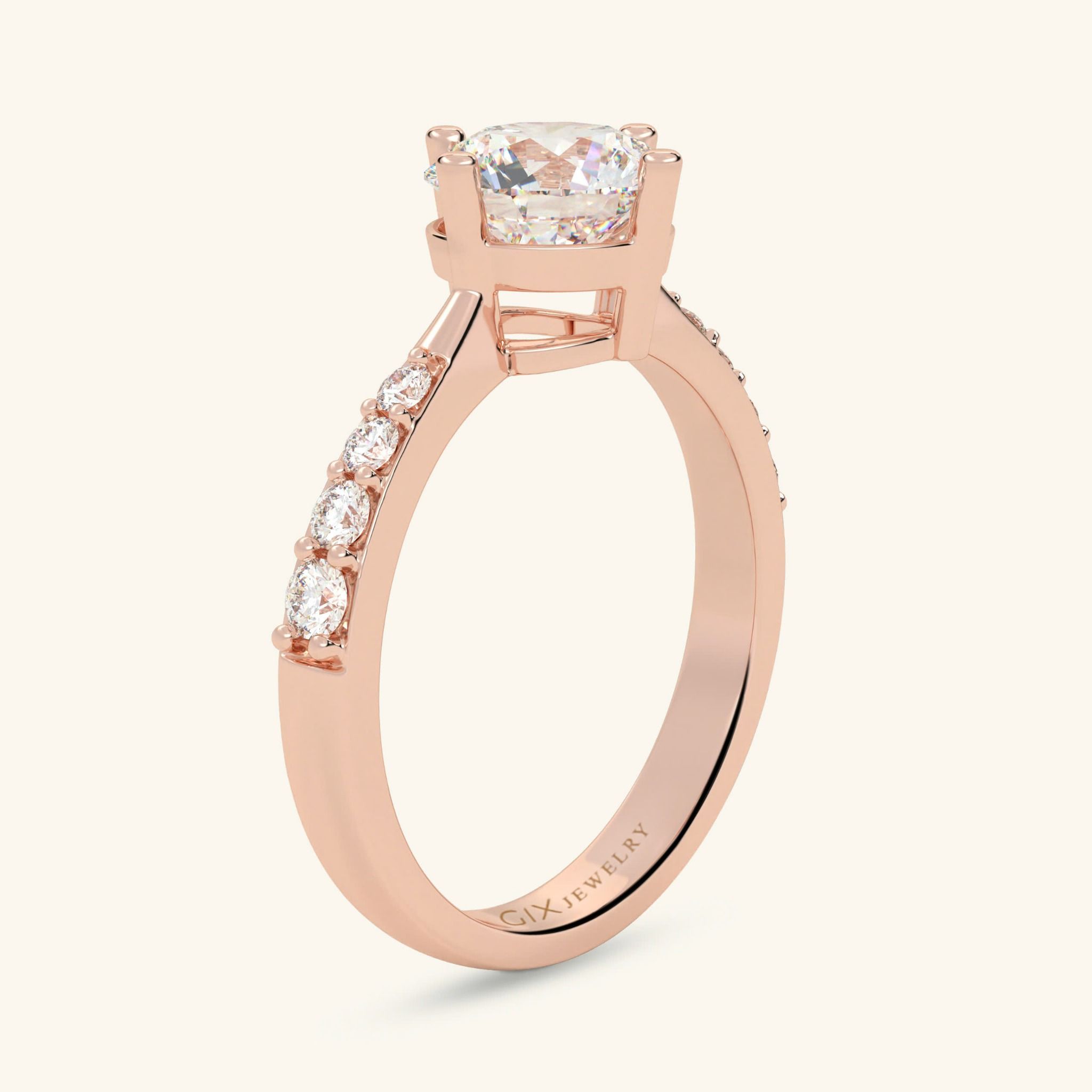 Nhẫn Kim Cương Cầu Hôn Vàng 18K Tặng Bạn Gái Đính Moissanite Gix Jewel