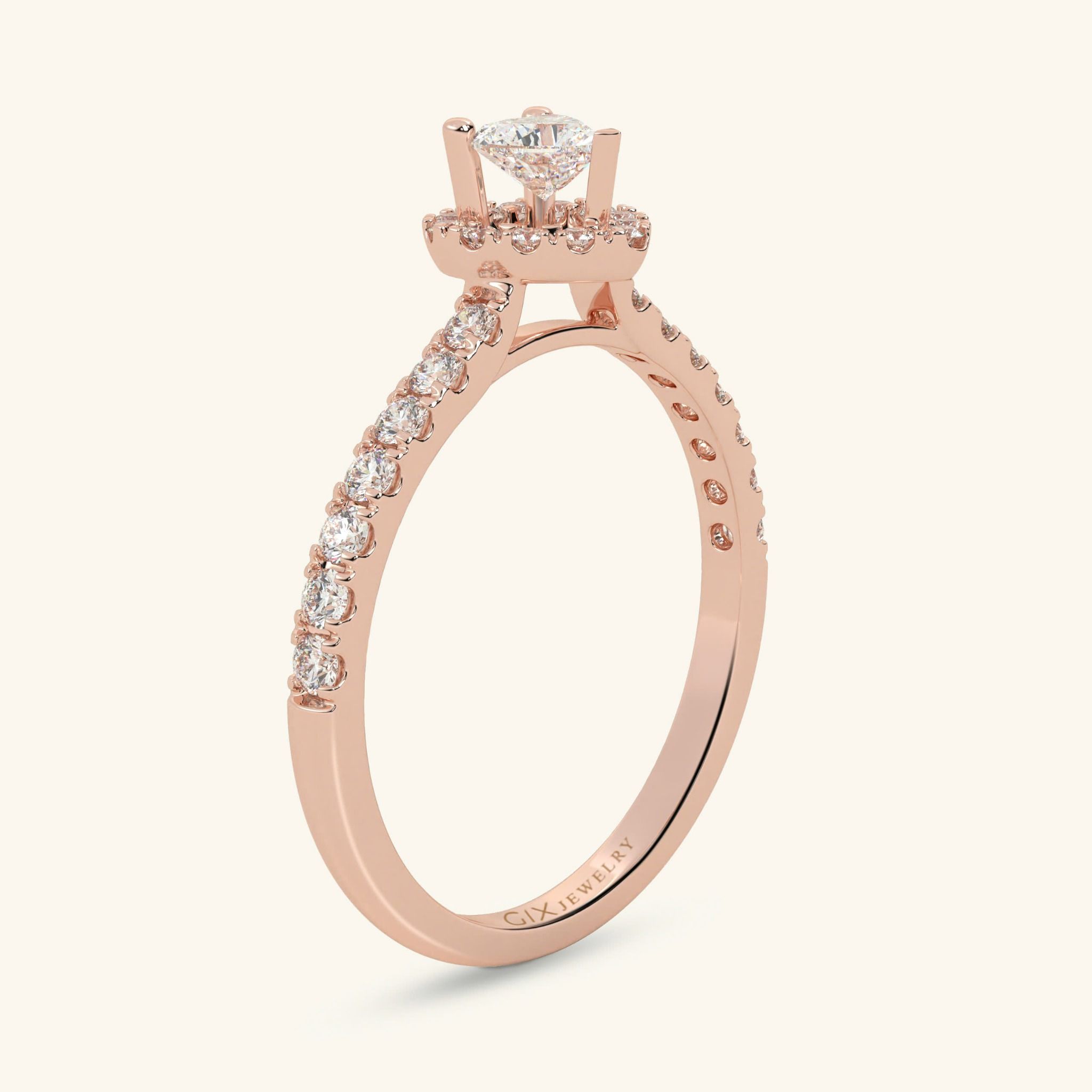 Nhẫn Cầu Hôn Vàng 10K Bạch Kim Đính Kim Cương Trái Tim Cao Cấp Giá Rẻ Gix Jewel