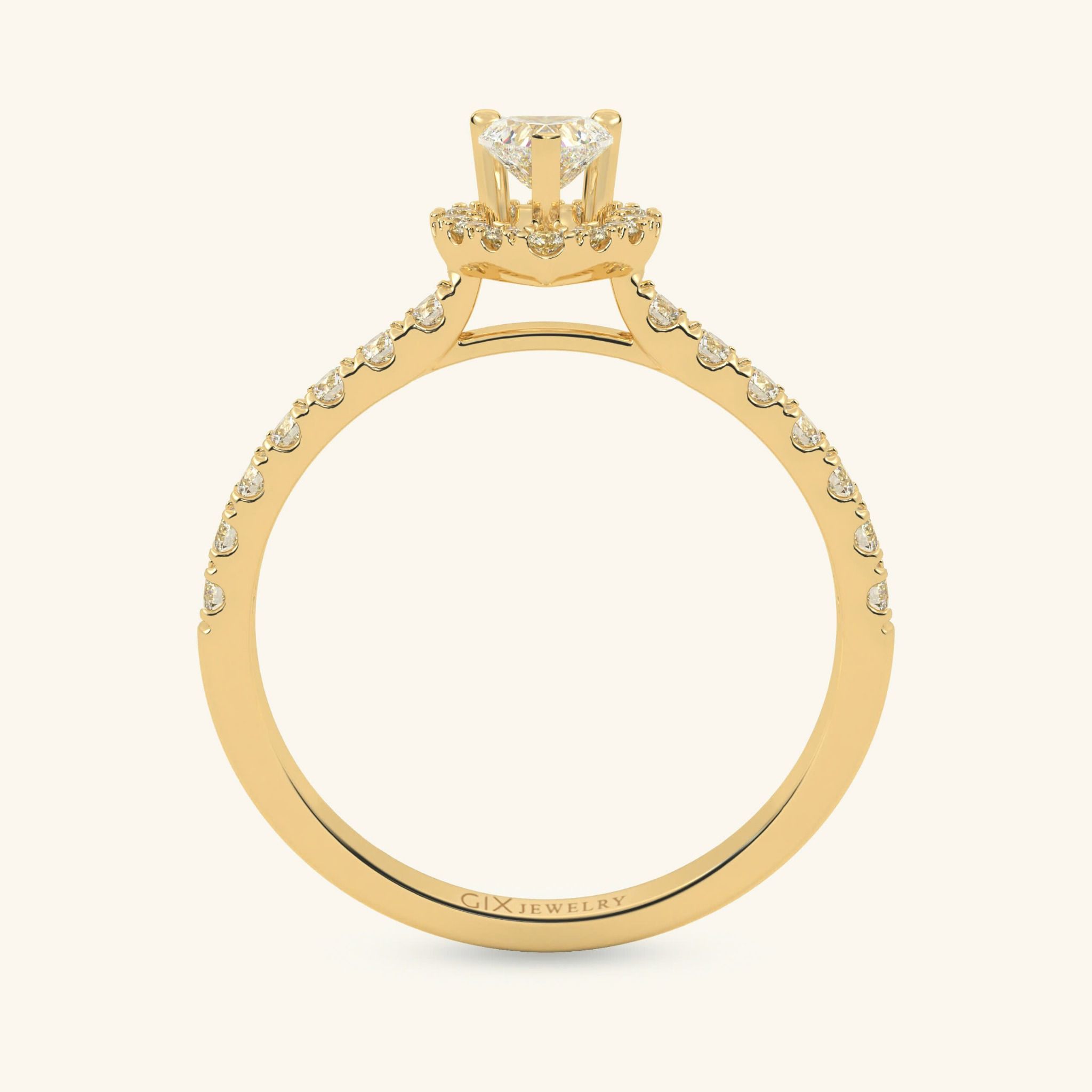Nhẫn Cầu Hôn Vàng 10K Bạch Kim Đính Kim Cương Trái Tim Cao Cấp Giá Rẻ Gix Jewel