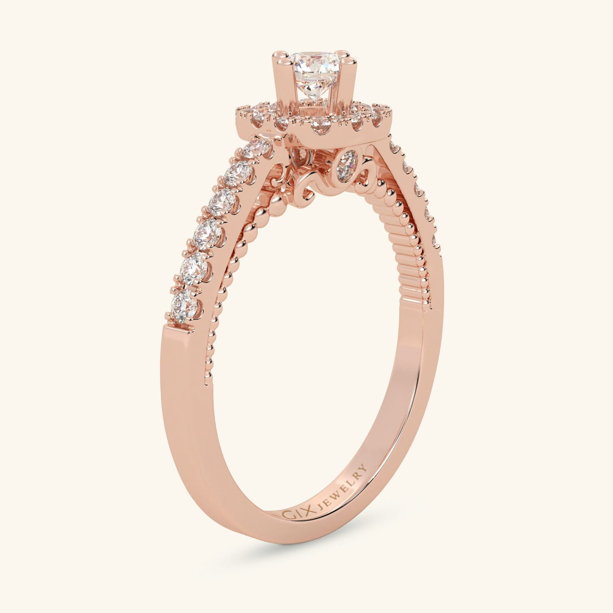 Nhẫn cầu hôn vàng tây 18k đẹp đính hột xoàn siêu to Gixjewel