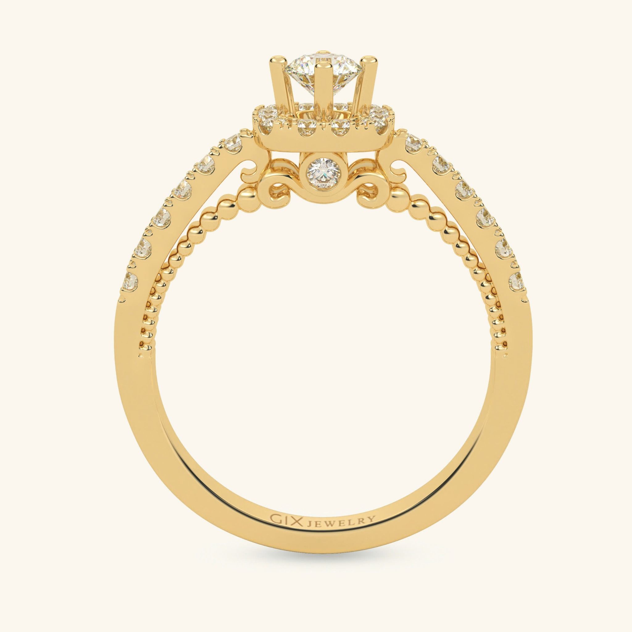 Nhẫn cầu hôn vàng tây 18k đẹp đính hột xoàn siêu to Gixjewel