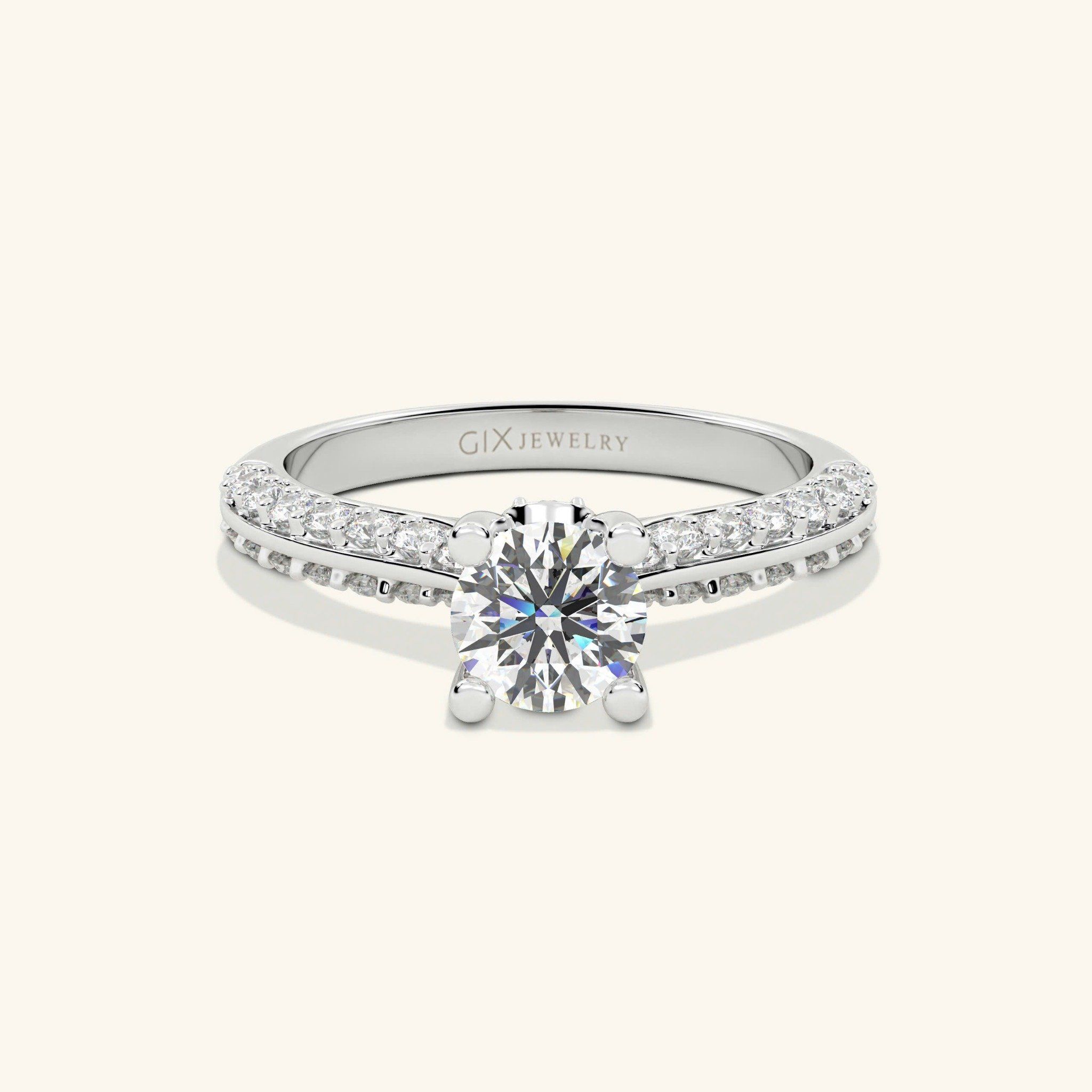 Nhẫn Kim Cương Cầu Hôn Vàng 18K Tặng Bạn Gái Đính Moissanite Gix Jewel