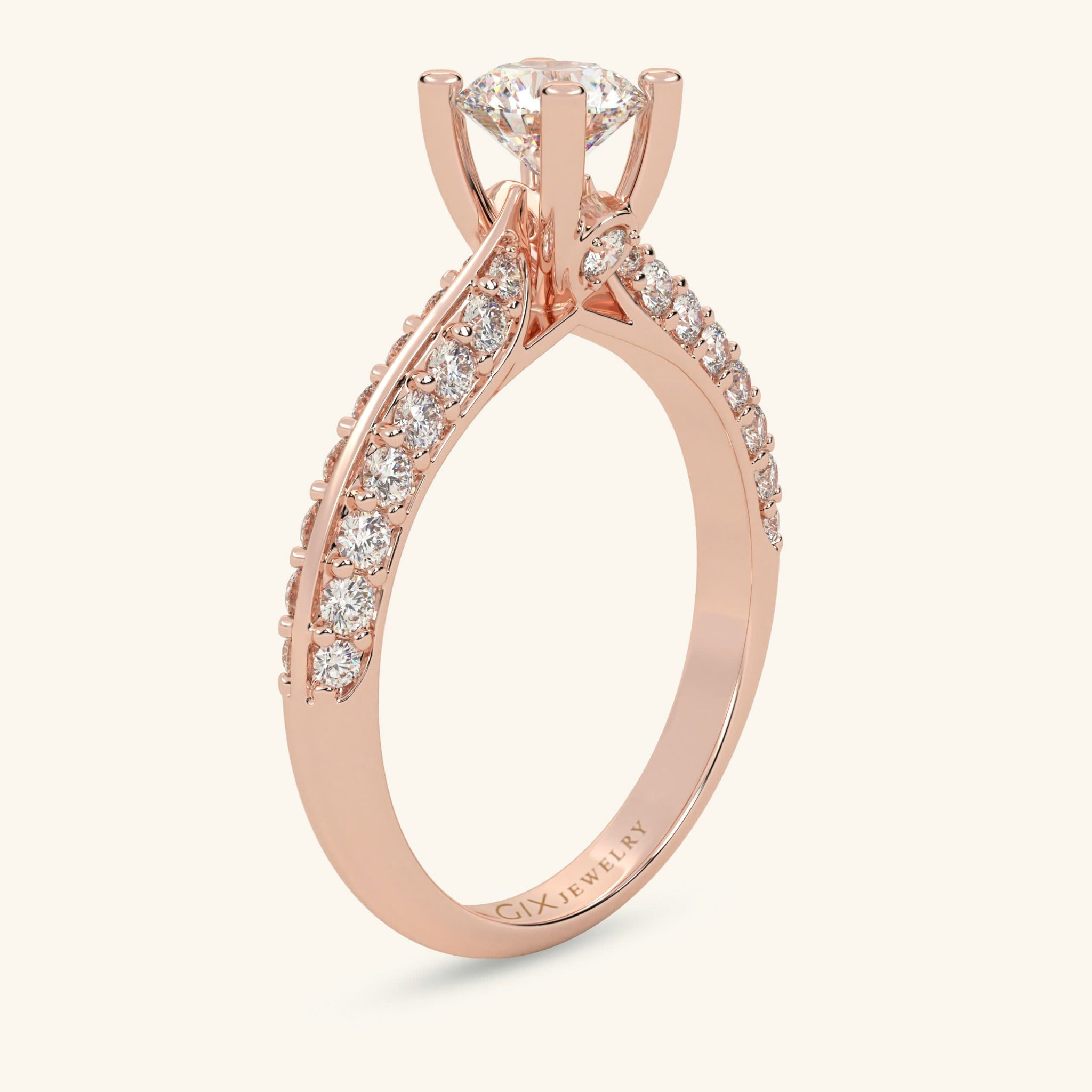 Nhẫn Kim Cương Cầu Hôn Vàng 18K Tặng Bạn Gái Đính Moissanite Gix Jewel